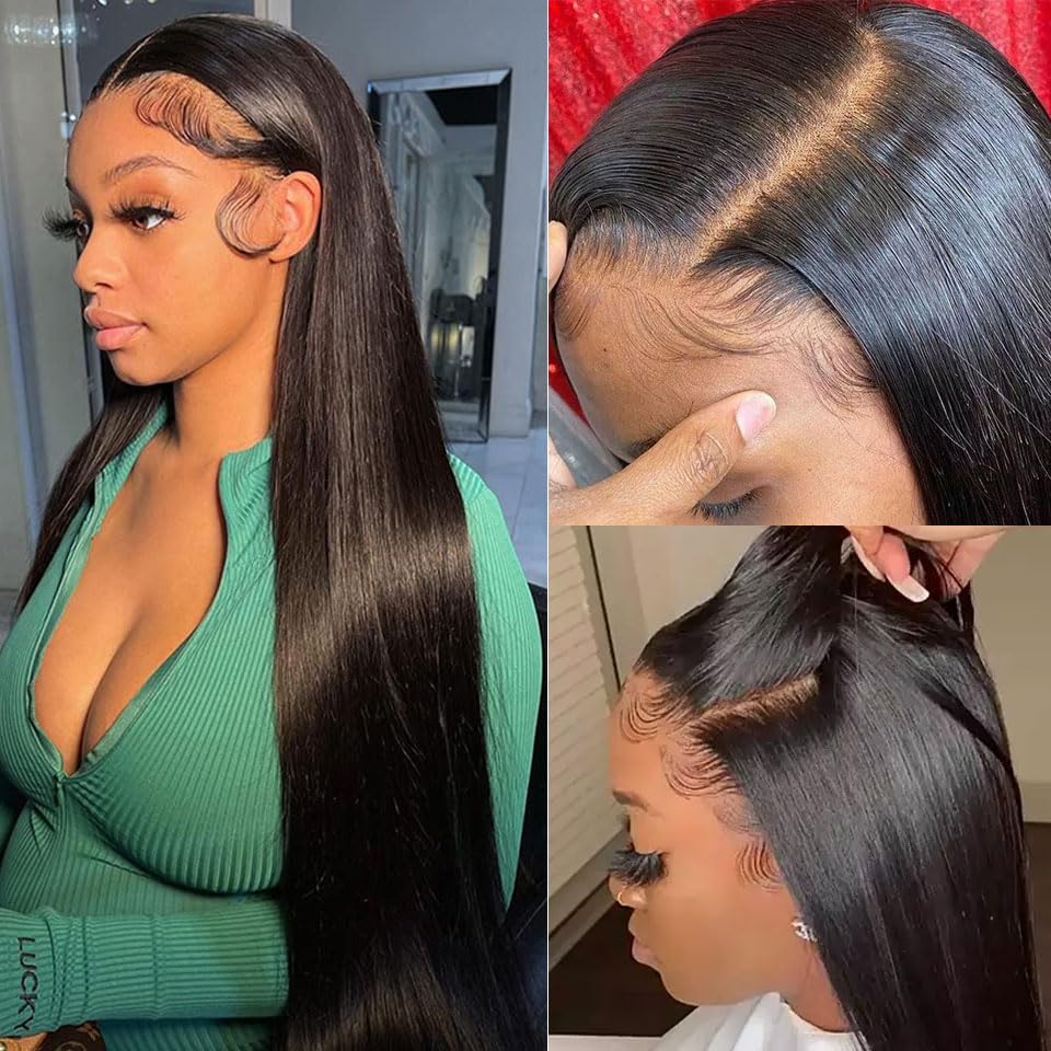 30 Inch Straight Lace Front Wigs Human Hair - Pre Plucked Bleached Knots 13x4 Transparent Lace Frontal - Brazilian Virgin Hair Glueless Wig with Baby Hair 180% Density - Perfect for Daily Wear, Cosplay & Special Occasions