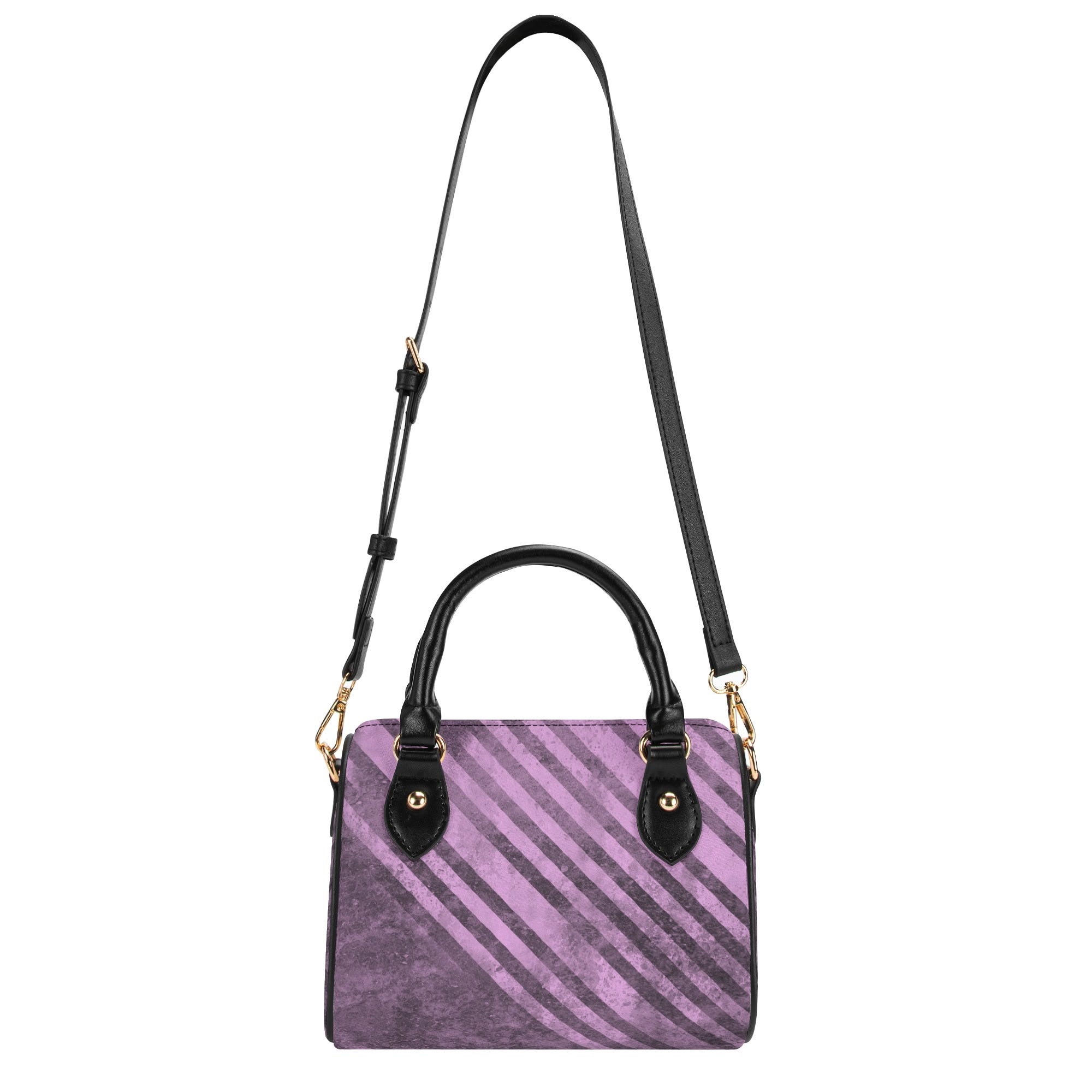 Trendy Fading Purple Stripes Leather Mini Boston Handbag for Women - Stylish Crossbody Purse for Daily Use, Travel & Date Night