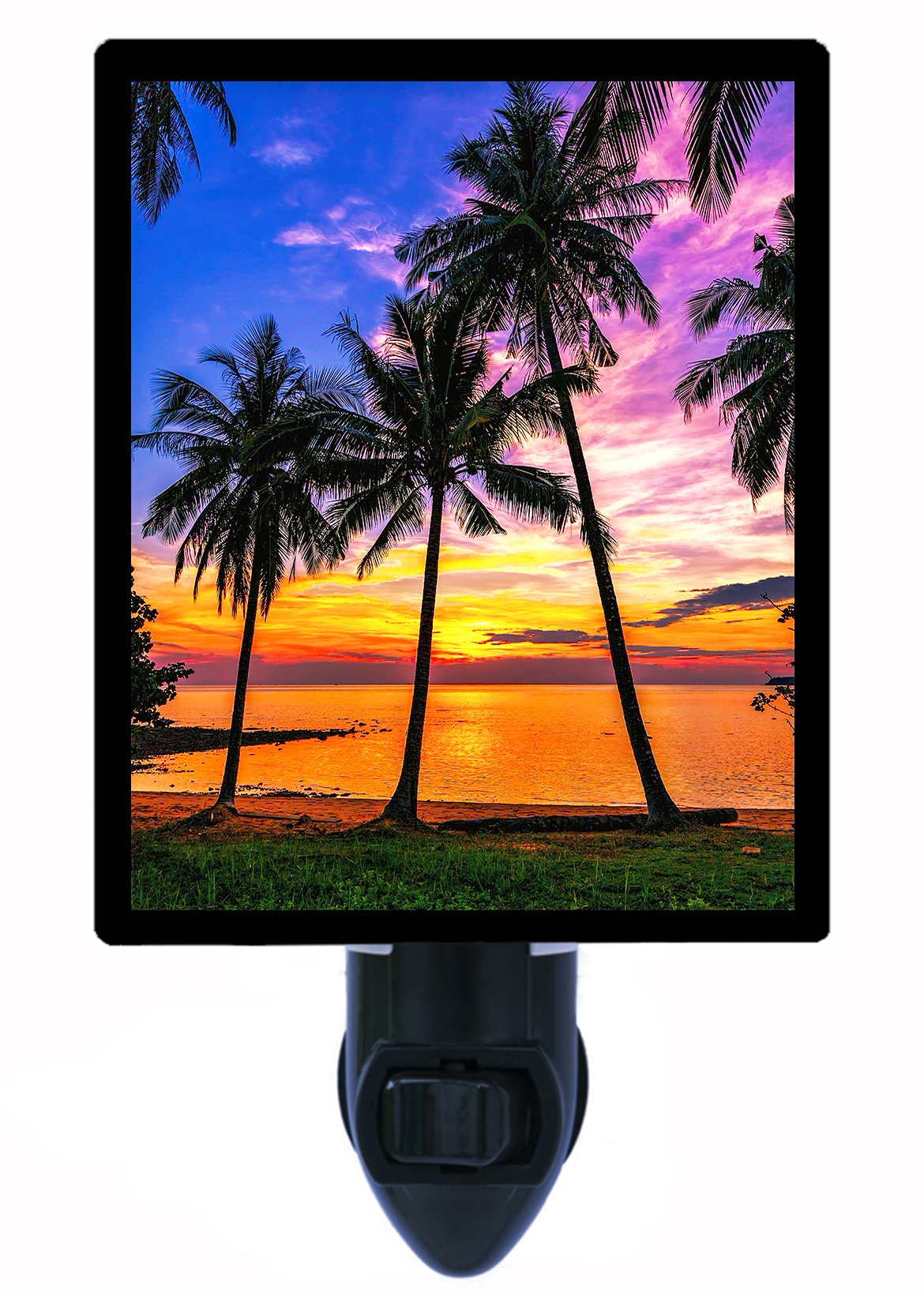 Night Light with Beautiful Tropical Sunset & Palm Trees - Perfect for Summer Nights, Bedroom, Nursery, and Relaxation