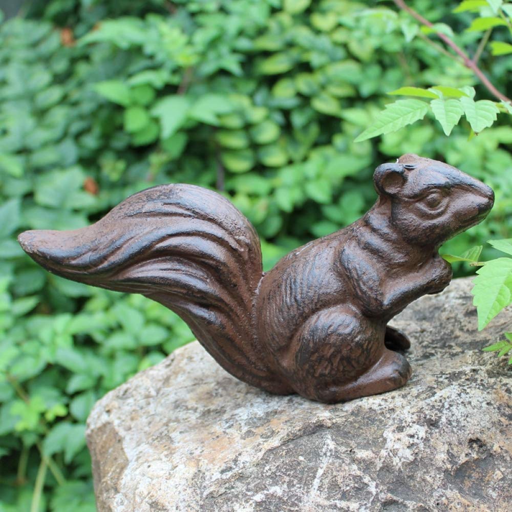 Cute Squirrel Garden Decor - Handcrafted Cast Iron Ornament for Outdoor & Indoor Decor | Perfect for Patio, Lawn, Flower Beds & Home Decoration