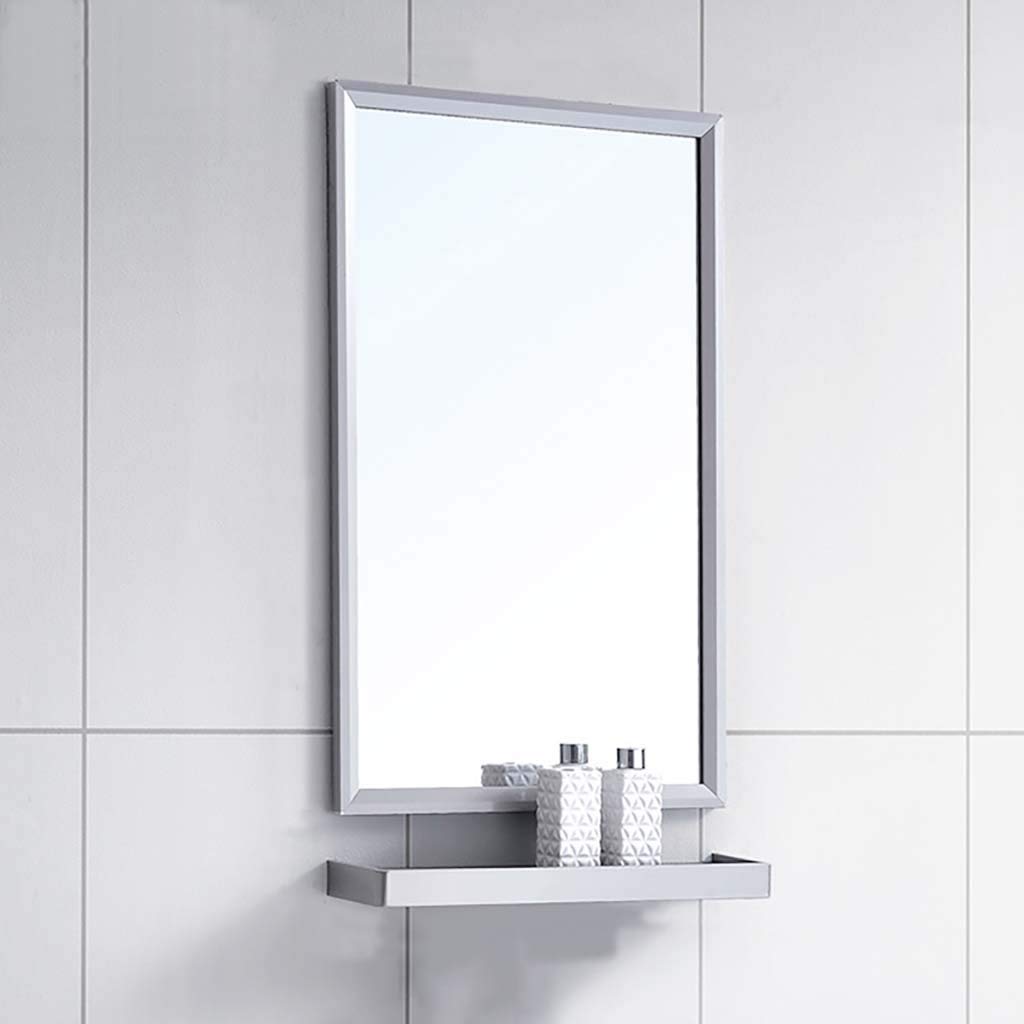 Stainless Steel Rectangle Bathroom Mirror with Shelf & Towel Bar - Wall Mounted Vanity Makeup Mirror for Bathroom, Washroom, Dressing Room - Perfect for Shaving, Makeup & Home Decor