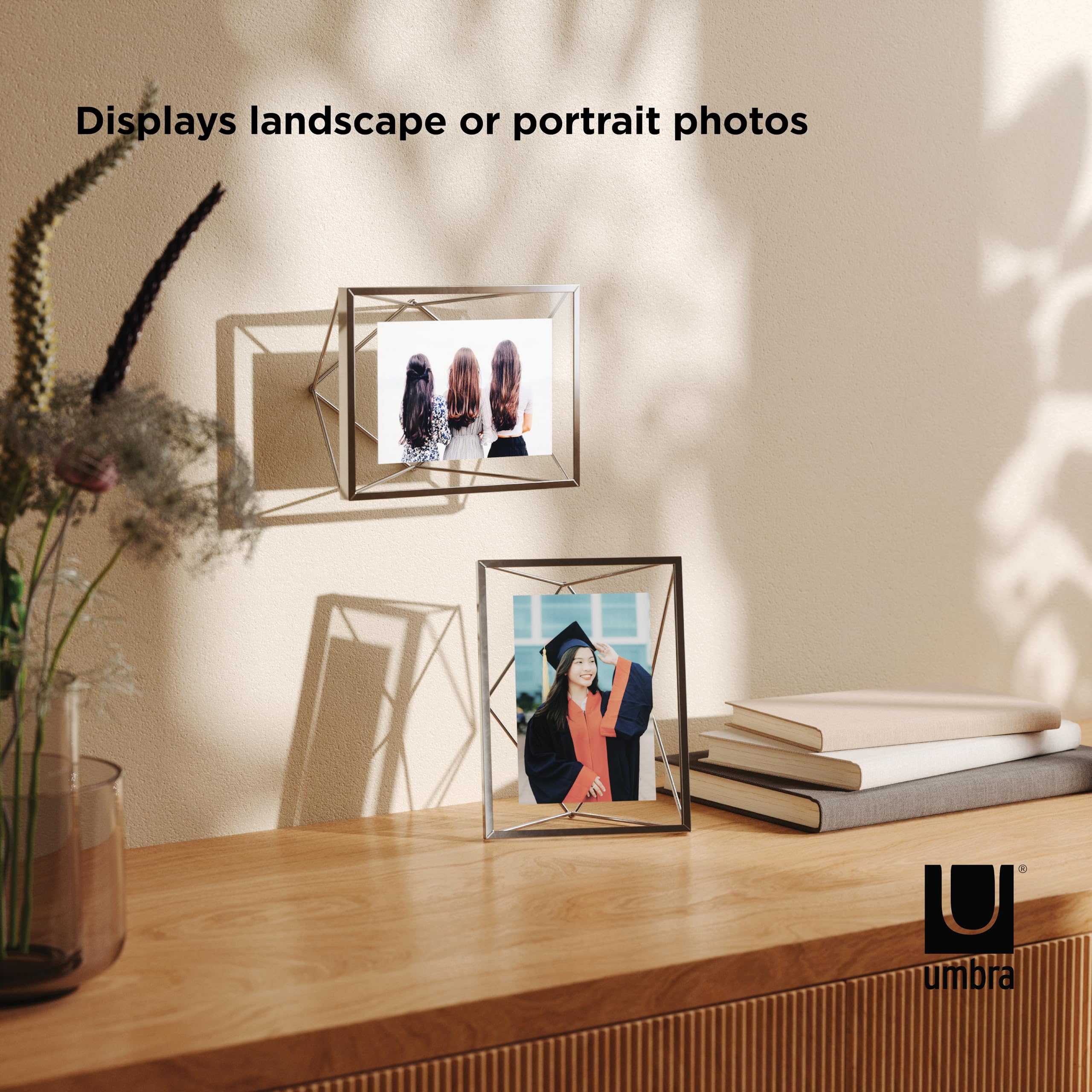 Umbra Prisma 4x6 Chrome Metal Picture Frame - Elegant Photo Display for Desk, Wall or Shelf - Perfect for Home Decor, Office & Gift Giving