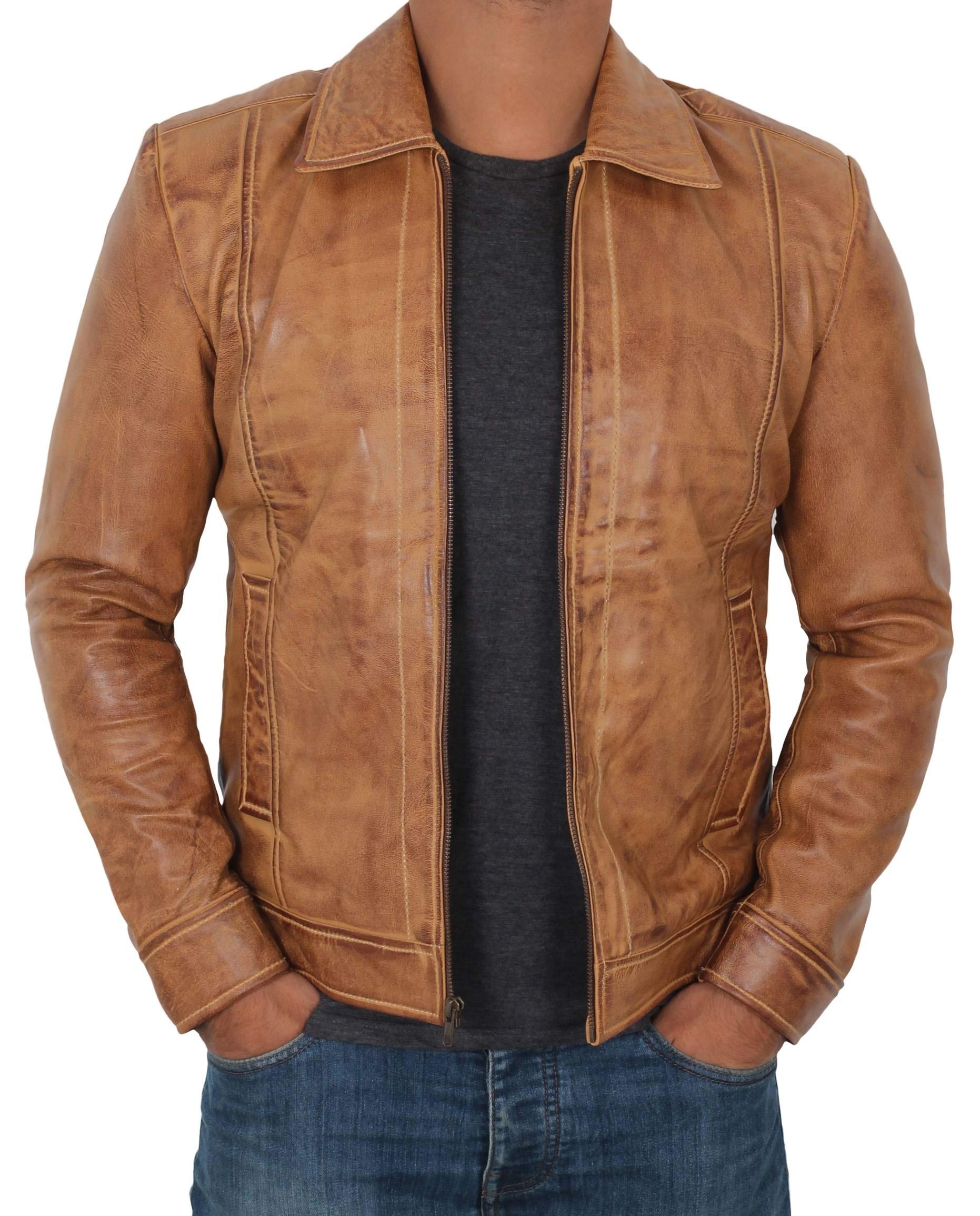 Premium Lambskin Leather Jacket for Men - Classic Biker Style Motorcycle Jacket with Zipper | Durable & Stylish Outerwear for Riding, Casual Wear & Night Out