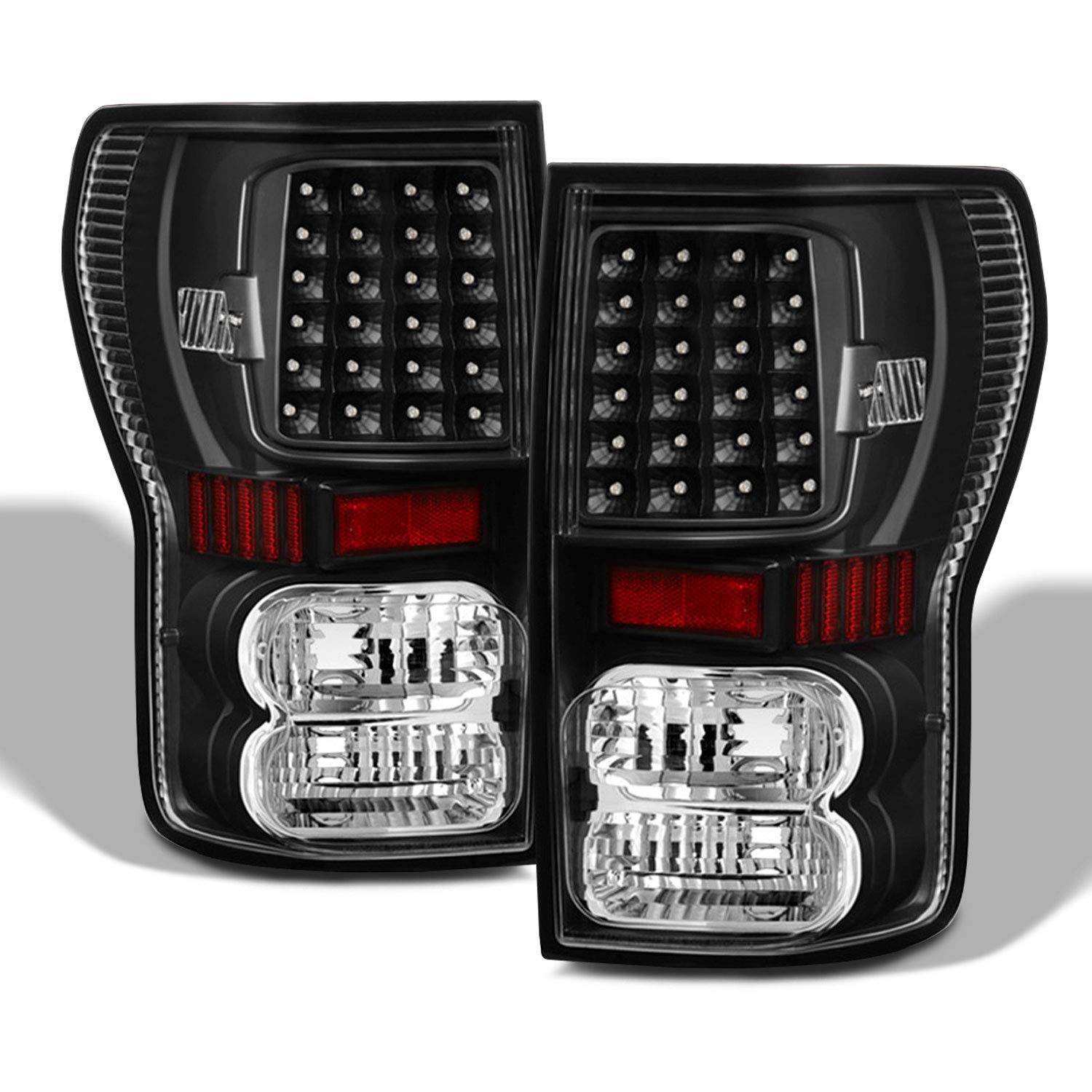 AKKON LED Headlights & Tail Lights for 2007-2013 Toyota Tundra - Black SMD LED Tube Projector Headlamps + Premium LED Brake Lights Pair (Left & Right) - Upgrade for Night Driving & Enhanced Visibility