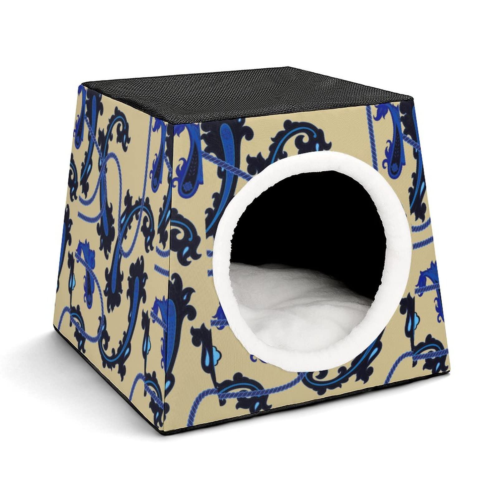 3-in-1 Cat House with Floral Print - Cozy Cat Bed, Sofa & Shelter for Indoor/Outdoor Use - Perfect for Napping, Lounging & Playtime (Purple)