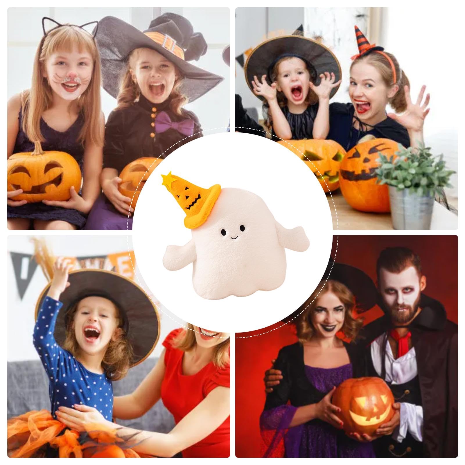 Halloween Plush Ghost Toy with Pumpkin Hat - Soft & Cute Stuffed Animal for Kids - Perfect for Halloween Decorations, Party Favors, and Spooky Gift Giving