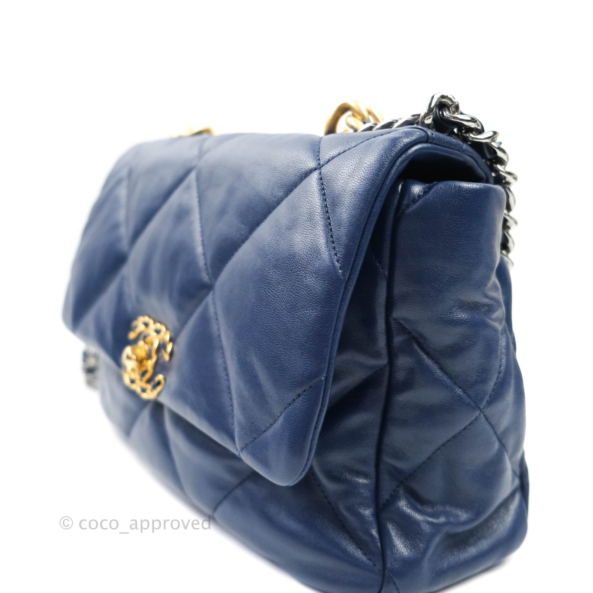 Chanel 19 Medium Flap Bag in Blue Goatskin Leather with Mixed Hardware - Perfect for Everyday Luxury & Special Occasions