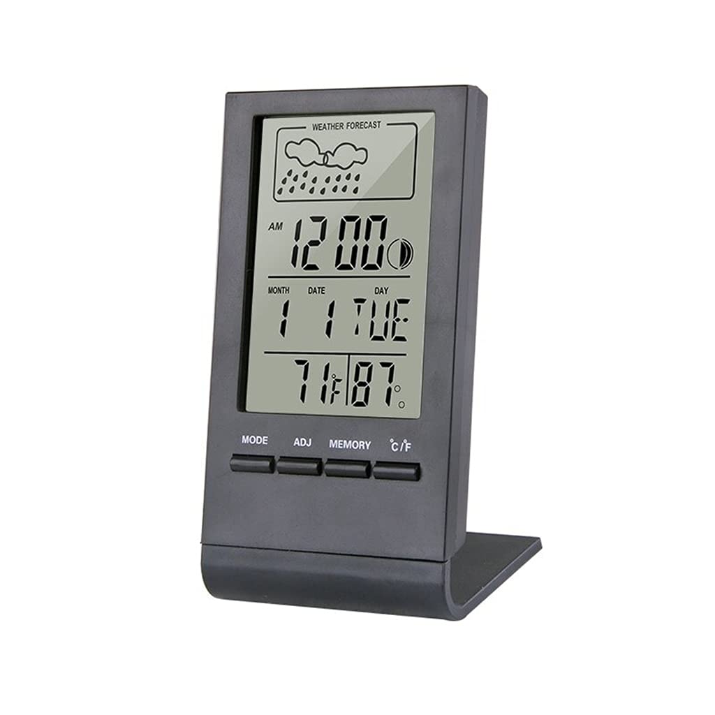 JRDHGRK Digital LCD Thermometer Hygrometer - Indoor/Outdoor Temperature Humidity Monitor with Clock - Weather Station for Home, Office, Greenhouse & Baby Room (Black)