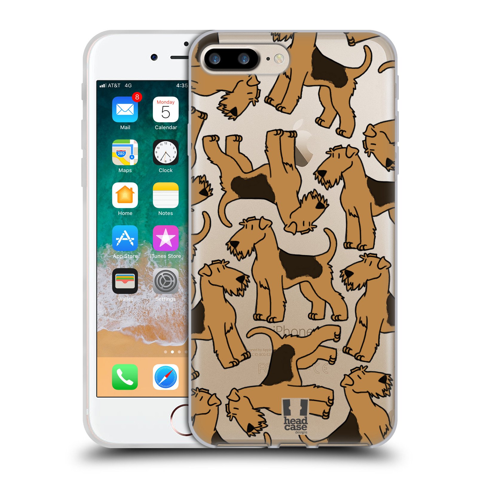 Head Case Designs Airedale Terrier Dog Breed Soft Gel Phone Case - Compatible with Apple iPhone 7 Plus & iPhone 8 Plus - Cute Pet Lover Protective Cover for Everyday Use, Work & Travel