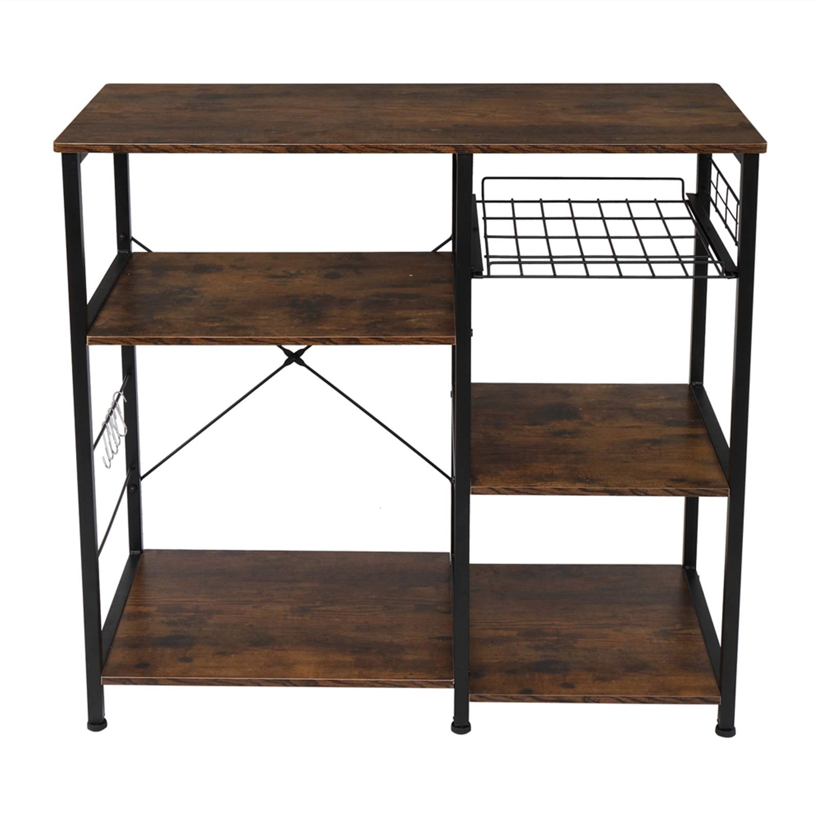 3-Tier Industrial Kitchen Baker's Rack - Black Metal Microwave Stand with Storage Shelves for Oven, Spices & Cookware - Perfect for Small Kitchen, Pantry Organization & Baking Workstation