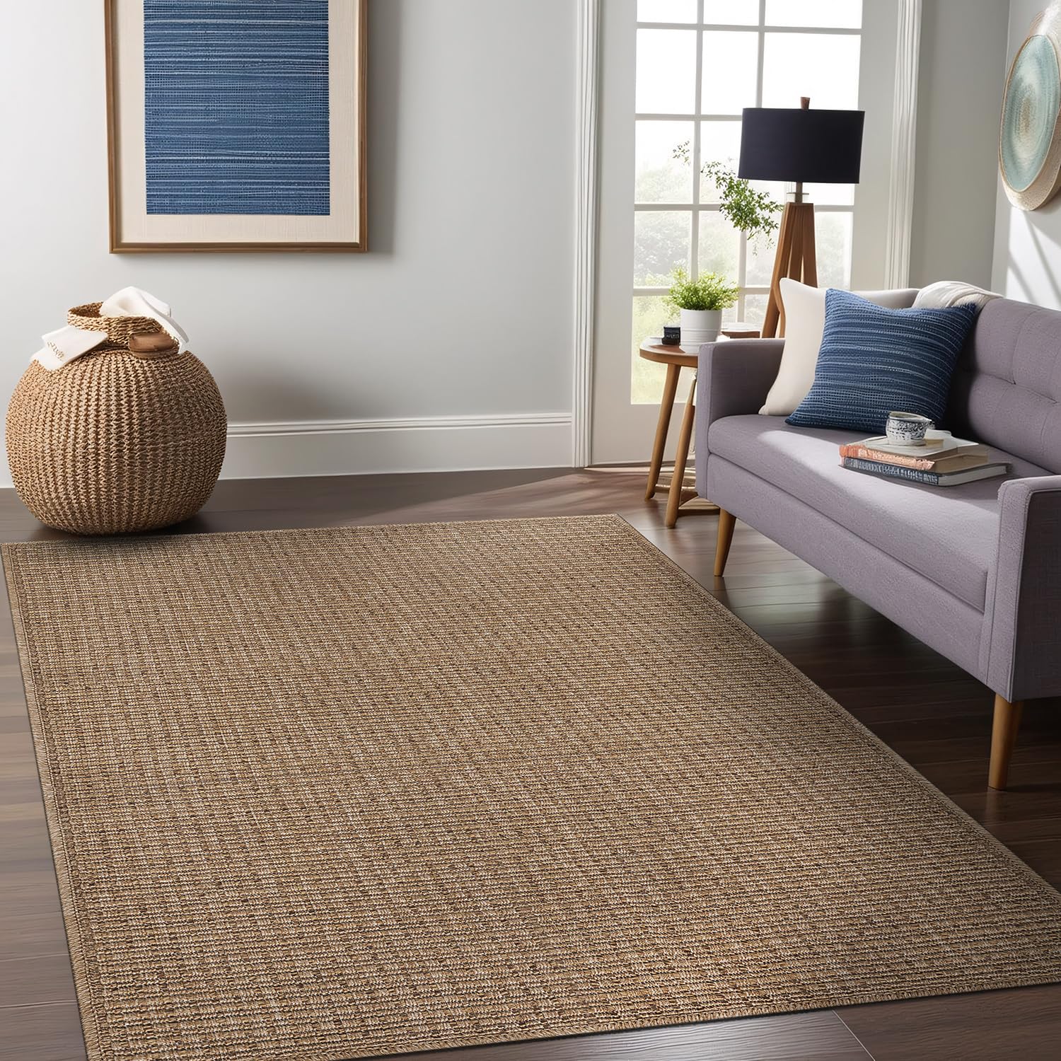 Premium 9x12 Natural Jute Rug - Washable, Durable & Stain-Resistant Indoor/Outdoor Area Rug for Living Room, Dining Room, Patio & Office - Non-Shedding Eco-Friendly Floor Mat for High Traffic Areas (9x12, Natural)
