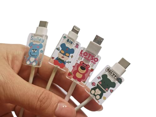 Cute Cartoon Cable Protector for iPhone & Android Charger - Kawaii My Melody Kulomi Dog Pattern 4-Piece Set | USB Charging Cord Protector, Cable Chomper, Charger Saver | Perfect for Home, Office & Travel Use