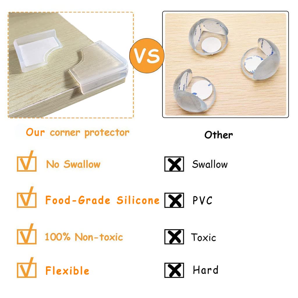 Baby Proofing Corner Protectors - 8 Pack Food-Grade Silicone Edge Guards for Glass Tables, Cabinets & Fireplaces | Self-Adhesive Safety Bumpers for Childproofing Furniture | Perfect for Homes with Toddlers & Kids