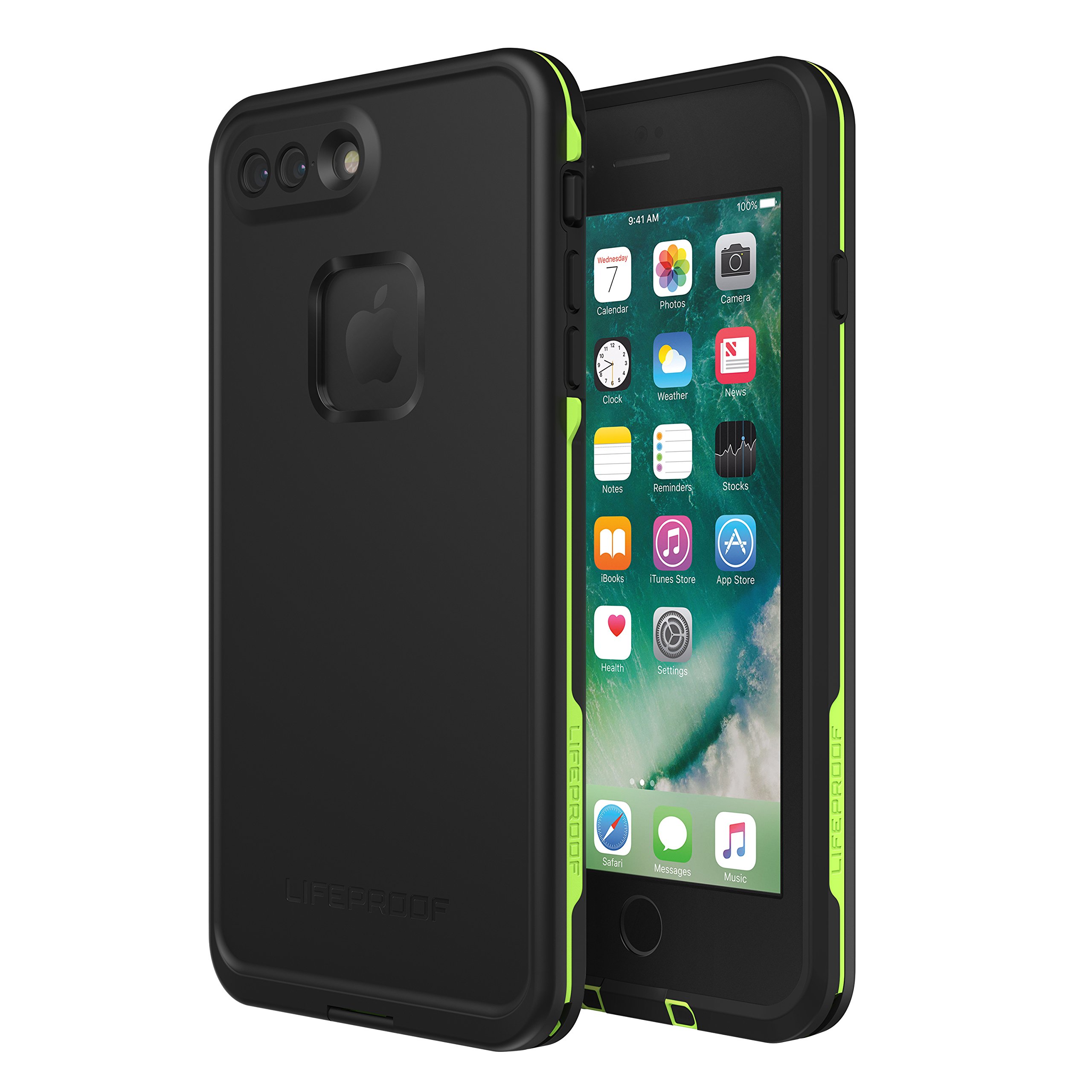 LifeProof FRĒ Series Waterproof Case for iPhone 8 Plus & iPhone 7 Plus - IP68 Protection, Built-in Screen Protector, MagSafe Compatible (Black/Lime) | Perfect for Outdoor Adventures, Water Sports & Everyday Protection