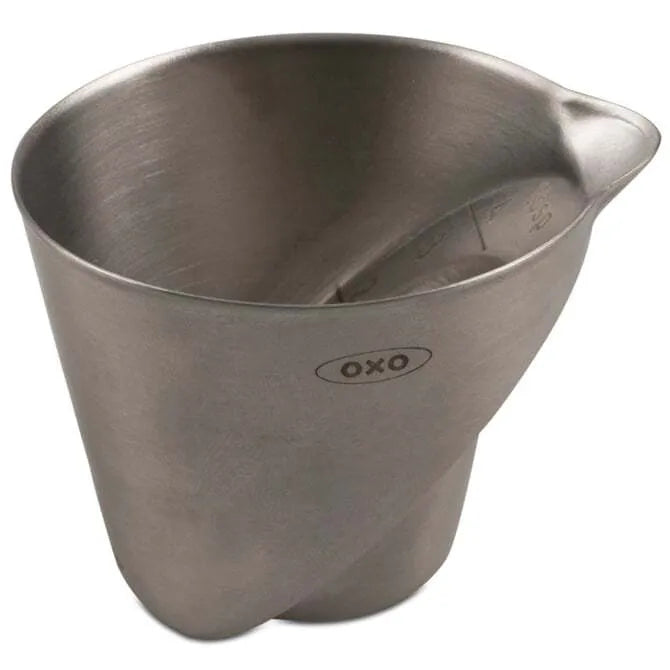 OXO Angled Measuring Cup - 2 oz Stainless Steel Kitchen Tool for Precise Liquid & Dry Ingredient Measurement - Perfect for Baking, Cooking & Mixing Drinks