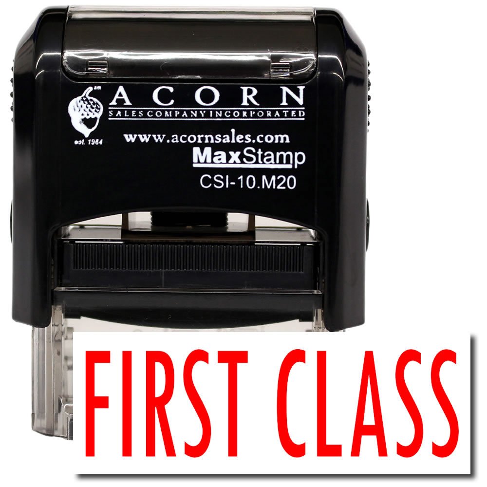 Self-Inking First Class Shipping Stamp with Black Ink - 1/2 x 1-1/2 - Perfect for Shipping Coordinators & Efficient Mailing Tasks | Professional Office Use, Package Labeling & Document Stamping