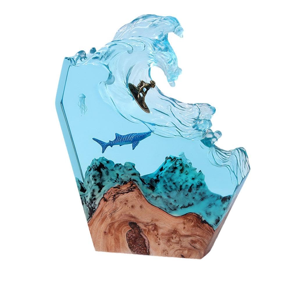 Ocean Whale Night Light - Wooden Marine-Themed Bedroom Decor, Soft Glow Resin Lamp for Kids Room, Nursery, or Birthday Gifts | Perfect for Bedtime, Nursery Lighting & Themed Room Decorations