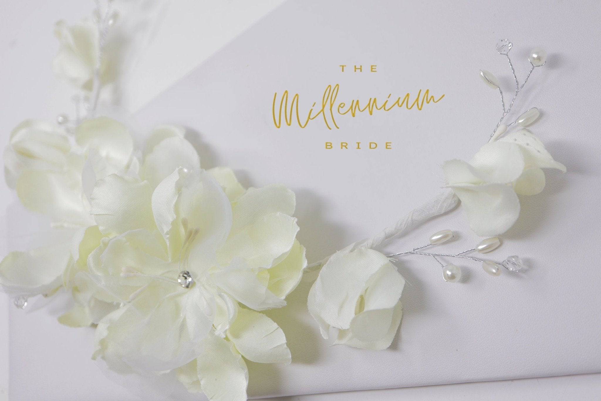 Swarovski Crystals Pearl Diamond Ivory Floral Large Bridal Hair Comb - Elegant Wedding Hair Accessory for Brides, Bridal Party & Special Occasions