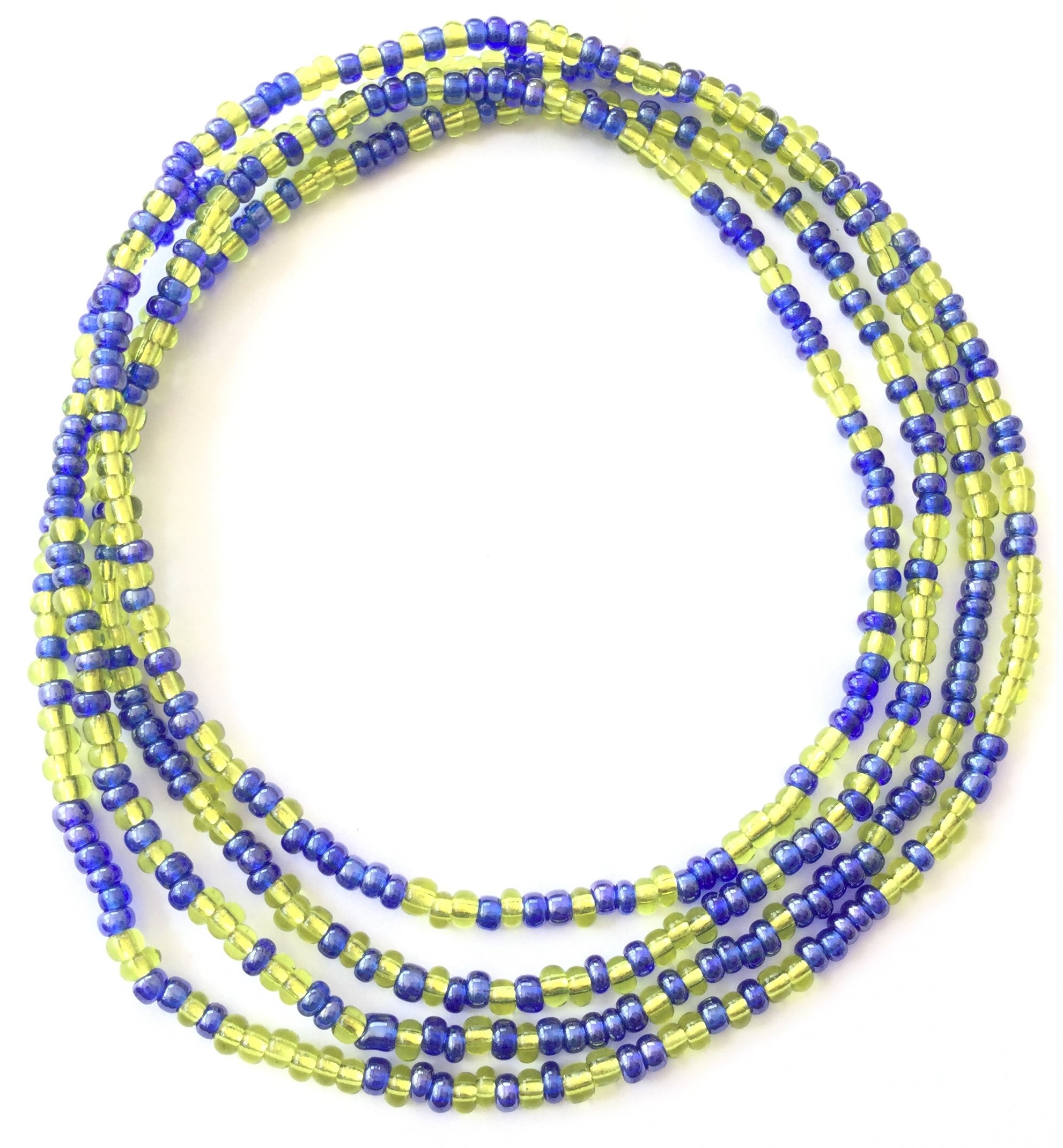 Ghana Lime Green & Blue Multicolored Seed Beads - Authentic African Glass Trade Beads Strand | Fair Trade Handmade Jewelry Supplies for DIY Bracelets, Necklaces & Craft Projects