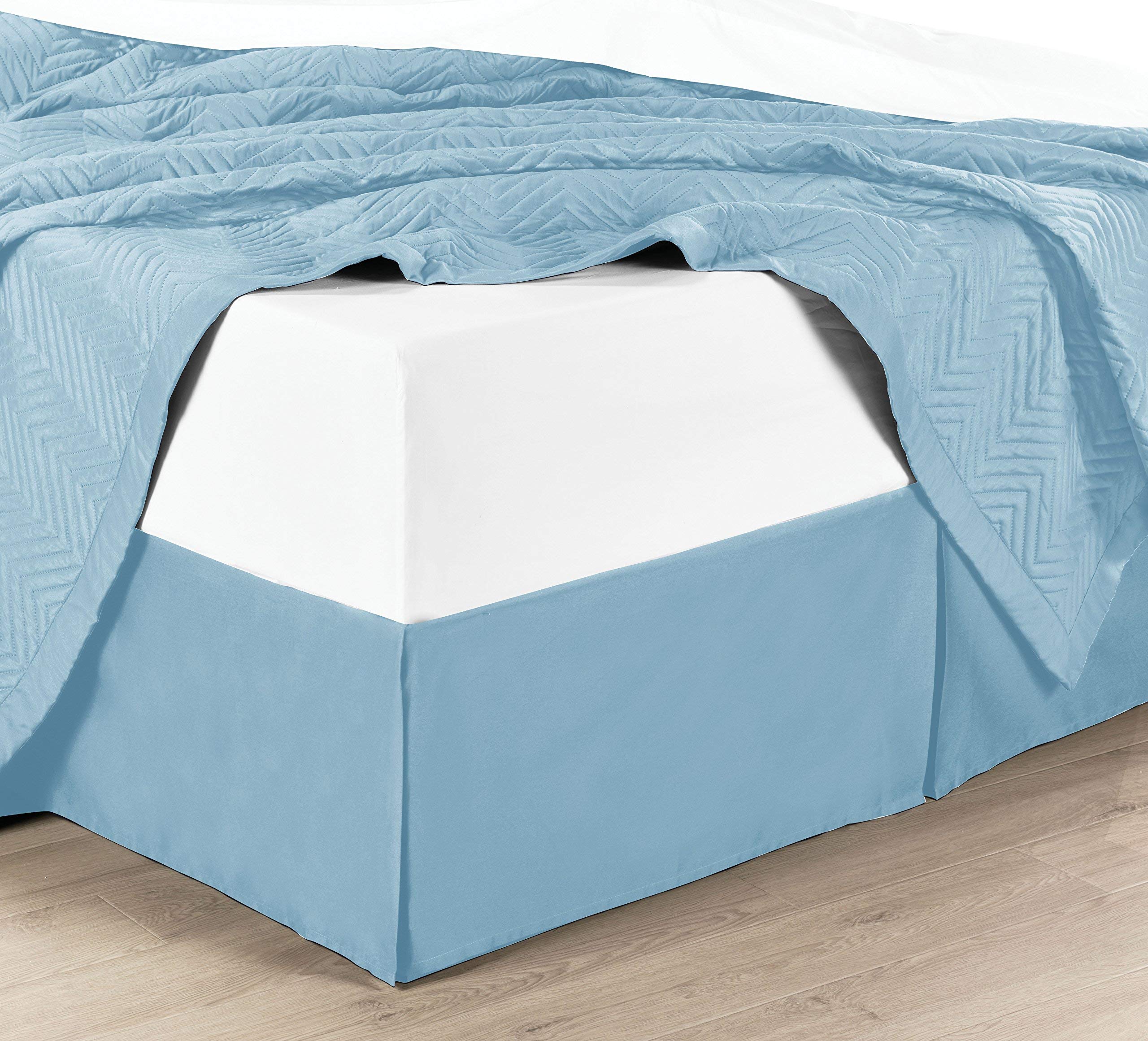 Premium 100% Cotton King Size Solid Blue Bed Skirt - 15