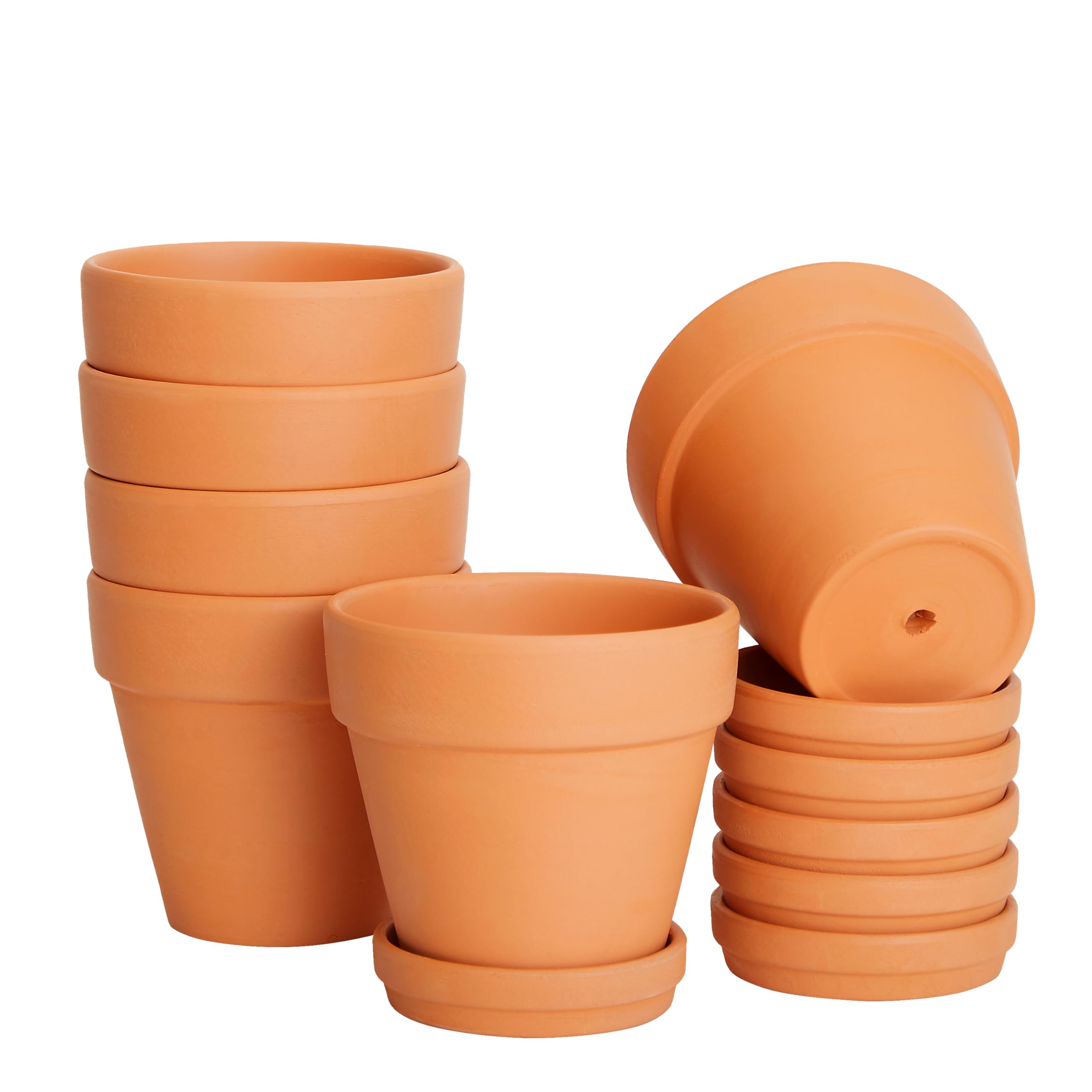 Juvale 4-inch Small Terracotta Pots (6-Pack) with Saucers & Drainage Holes - Clay Planters for Succulents, Flowers, Herbs - Perfect for Indoor Windowsills, Outdoor Gardens & Home Decor