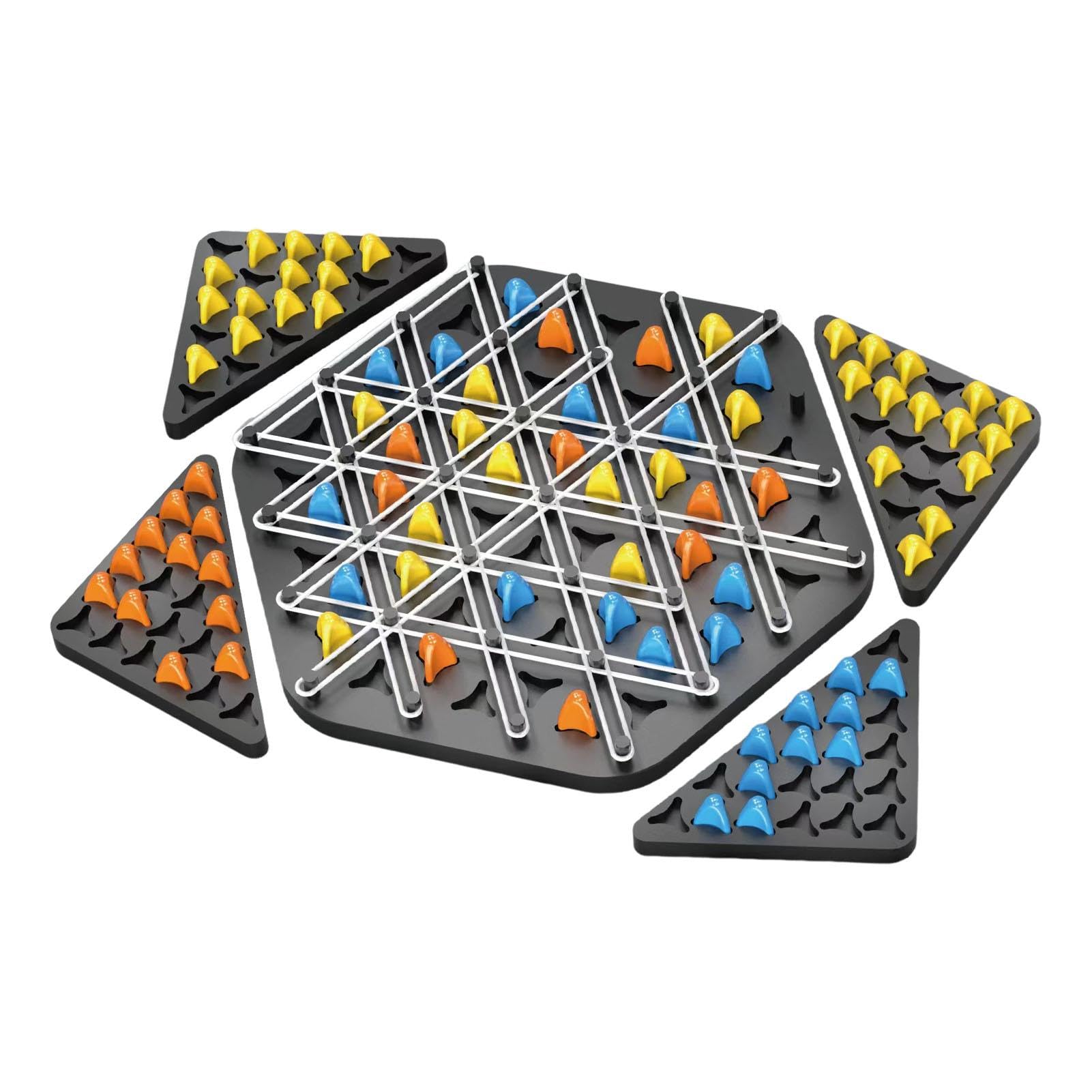 Triggle Game - Chain Triangle Strategy Board Game for 2-4 Players, ABS Plastic Peg Game with Elastic Bands, Fun Family Party & Travel Game for Adults and Kids - Perfect for Game Nights, Road Trips and Classroom Activities