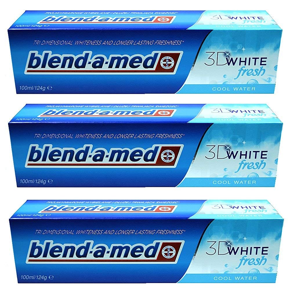 3D White Fresh Cool Water Toothpaste by Blend-a-med - Pack of 3 (100ml Each) | Whitening & Stain Removal | For Daily Oral Care & Fresh Breath