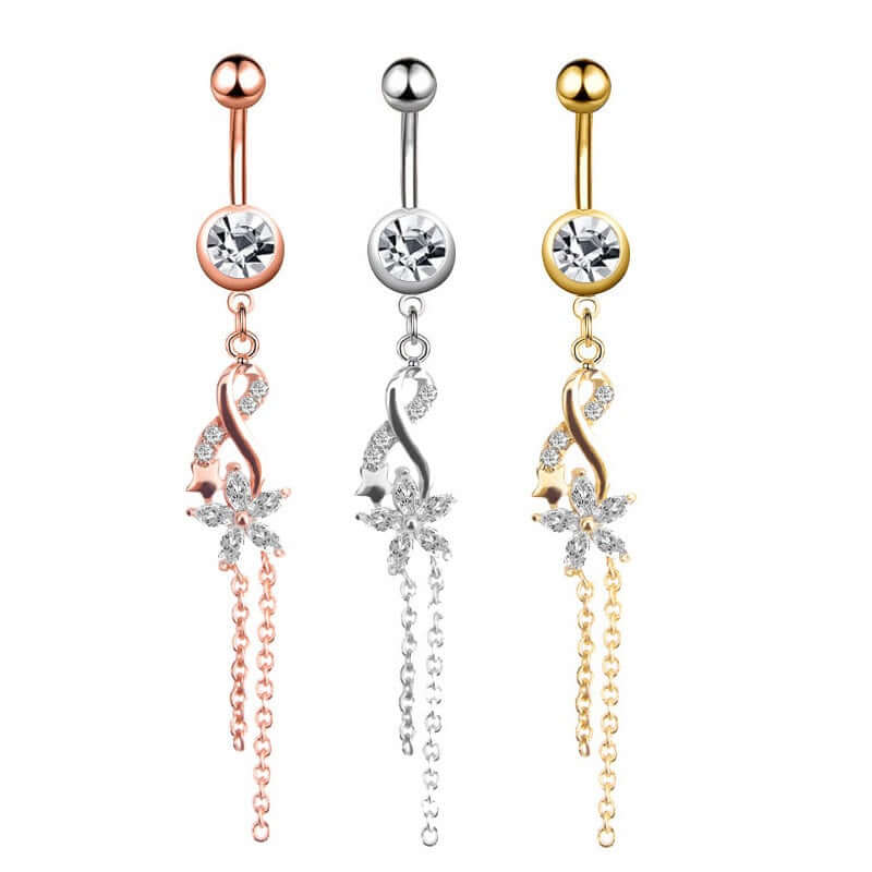 Shiny Dangle Belly Button Ring Piercing Jewelry WH1304 - Perfect for Navel Piercing, Belly Dance, and Summer Beach Outfits
