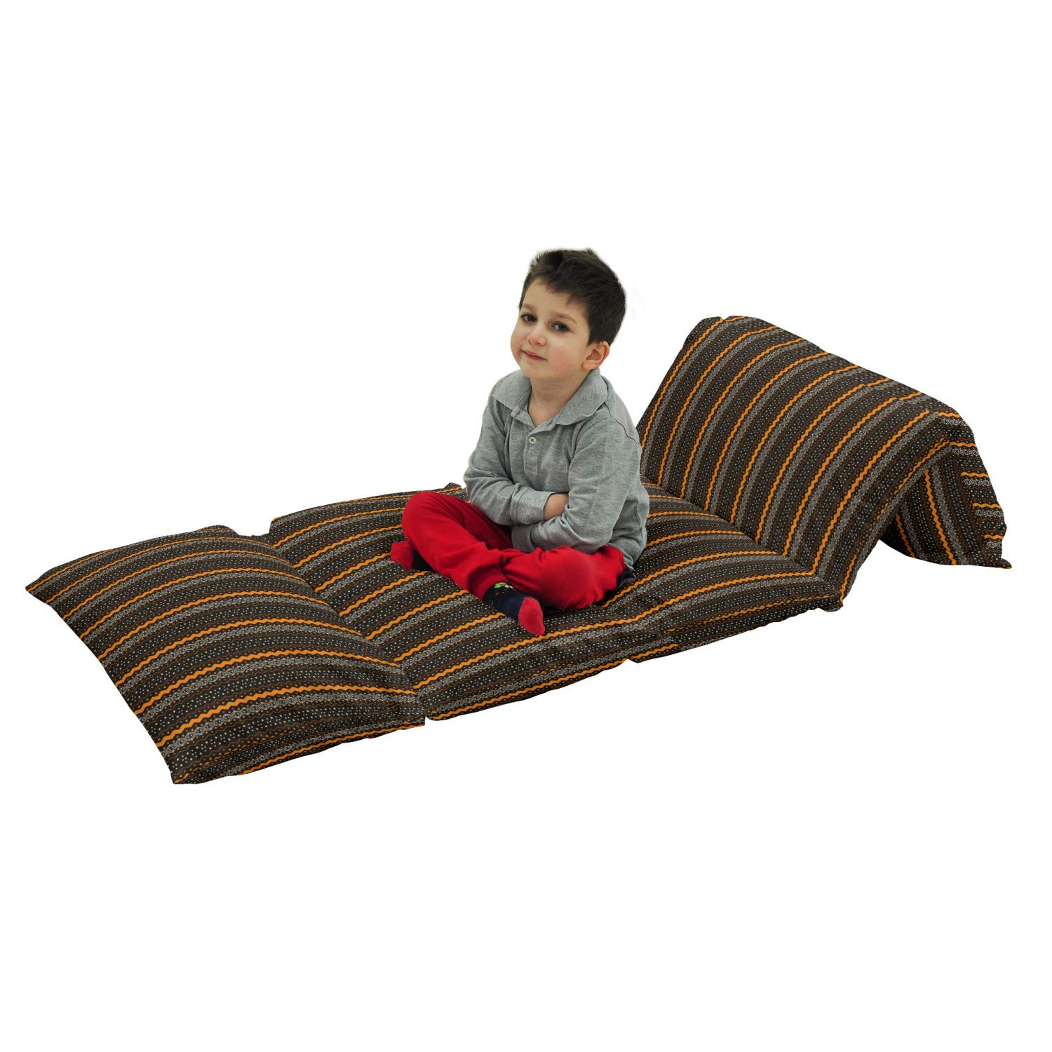 Ambesonne Abstract Floor Pillow Lounger Cover - Folk Zig Zag Pattern Printed Fabric Case for 5 Pillows, 88
