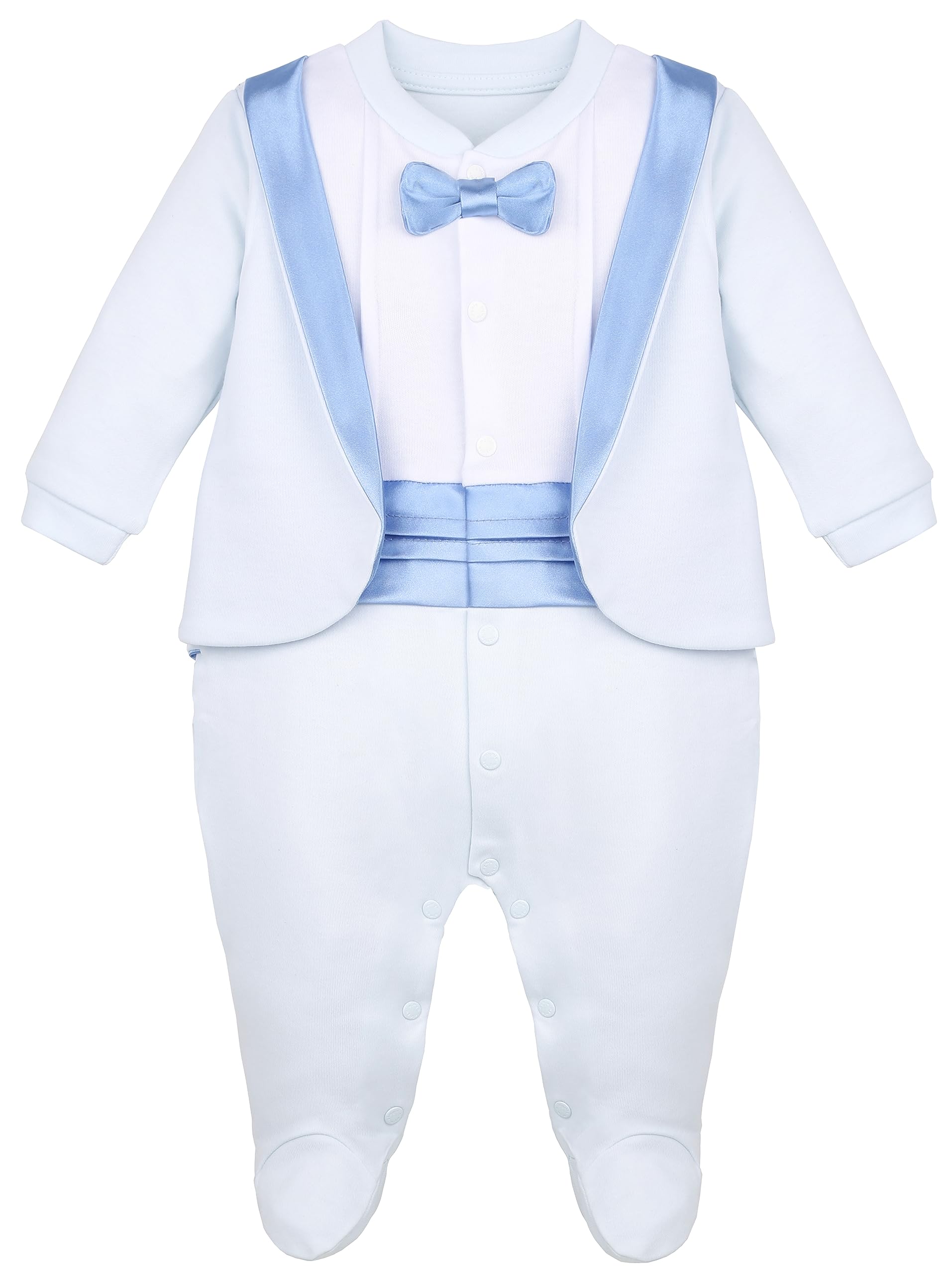 Lilax Baby Boy Gentleman Tuxedo Footie Pajamas - Christmas Holiday Outfit with Bow Tie - Cute Newborn Photo Shoot & Family Gathering Outfit