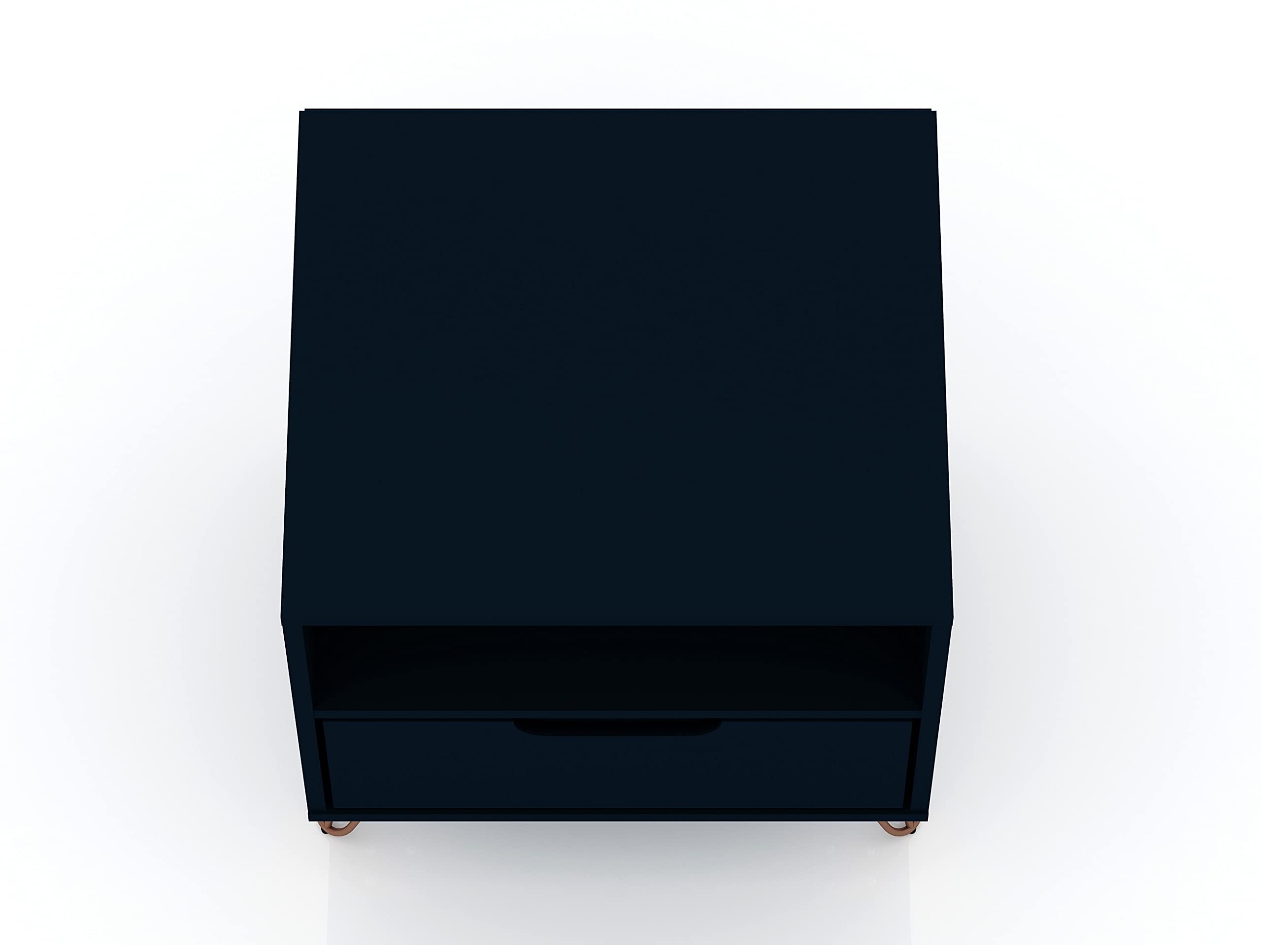 Manhattan Comfort Rockefeller Nightstands - Set of 2 Modern Bedside Tables with Drawer & Cubby Storage | Mid-Century Design Bedroom Furniture | Space-Saving Night Stands for Small Spaces | Perfect for Bedside Organization in Master Bedroom, Guest Room or Studio Apartment