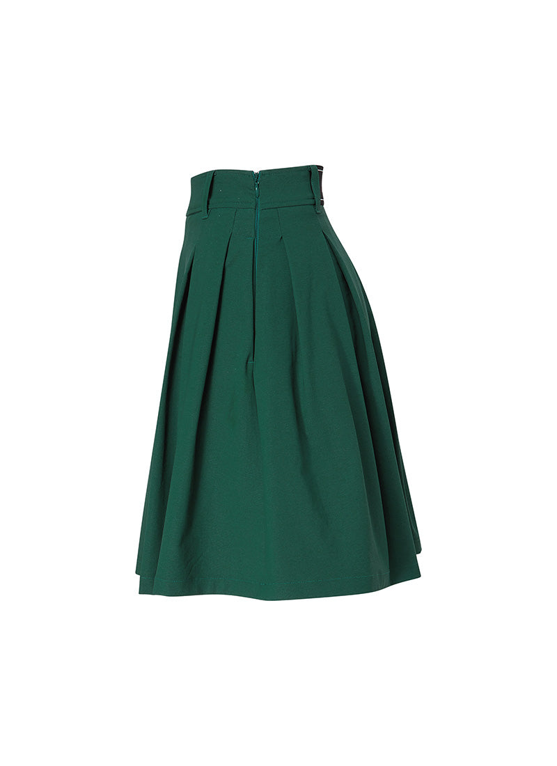 Elegant Pleated Midi Skirt for Women - A-Line Flowy Knee-Length Skirt with Pockets | Perfect for Office, Party & Casual Wear