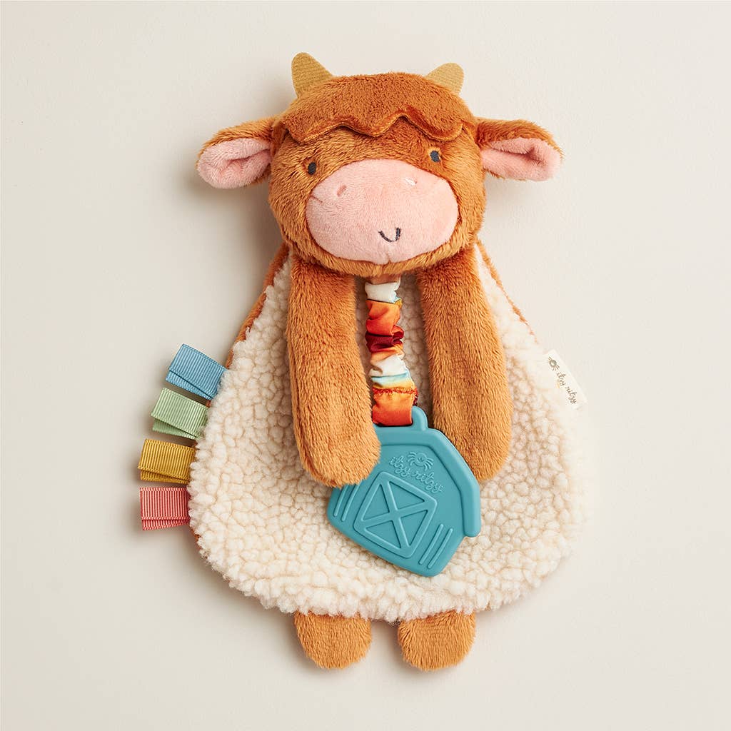 Highland Cow Itzy Friends Lovey™ Soft Plush Stuffed Animal Toy - Perfect for Cuddling, Baby Shower Gifts, and Nursery Decor
