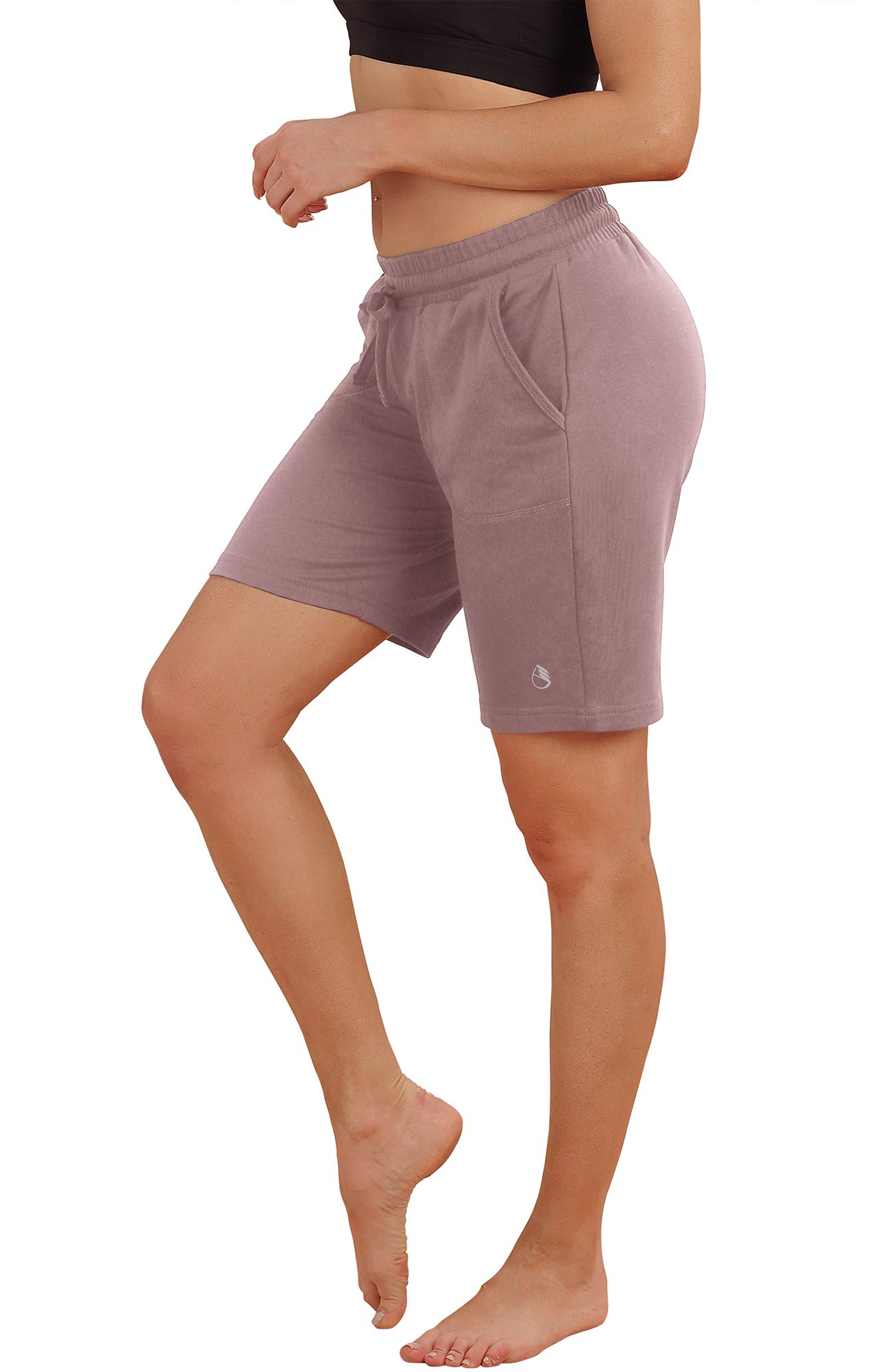 **Icyzone Women's Athletic Running Yoga Shorts - High Waist Workout Active Lounge Bermuda Shorts with Pockets for Gym, Yoga & Casual Wear**
