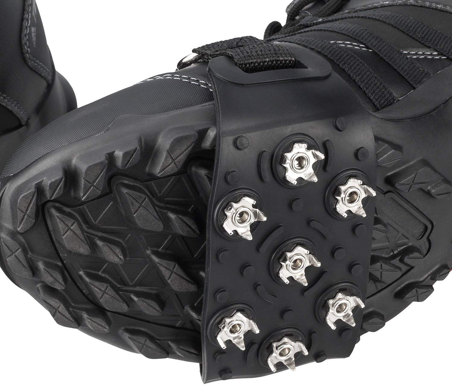 7-Point Anti-Skid Crampon Traction Cleats for Walking, Jogging, Hiking & Mountaineering - Ice & Snow Grips for Boots & Footwear - Perfect for Winter Trails, Icy Sidewalks & Outdoor Adventures