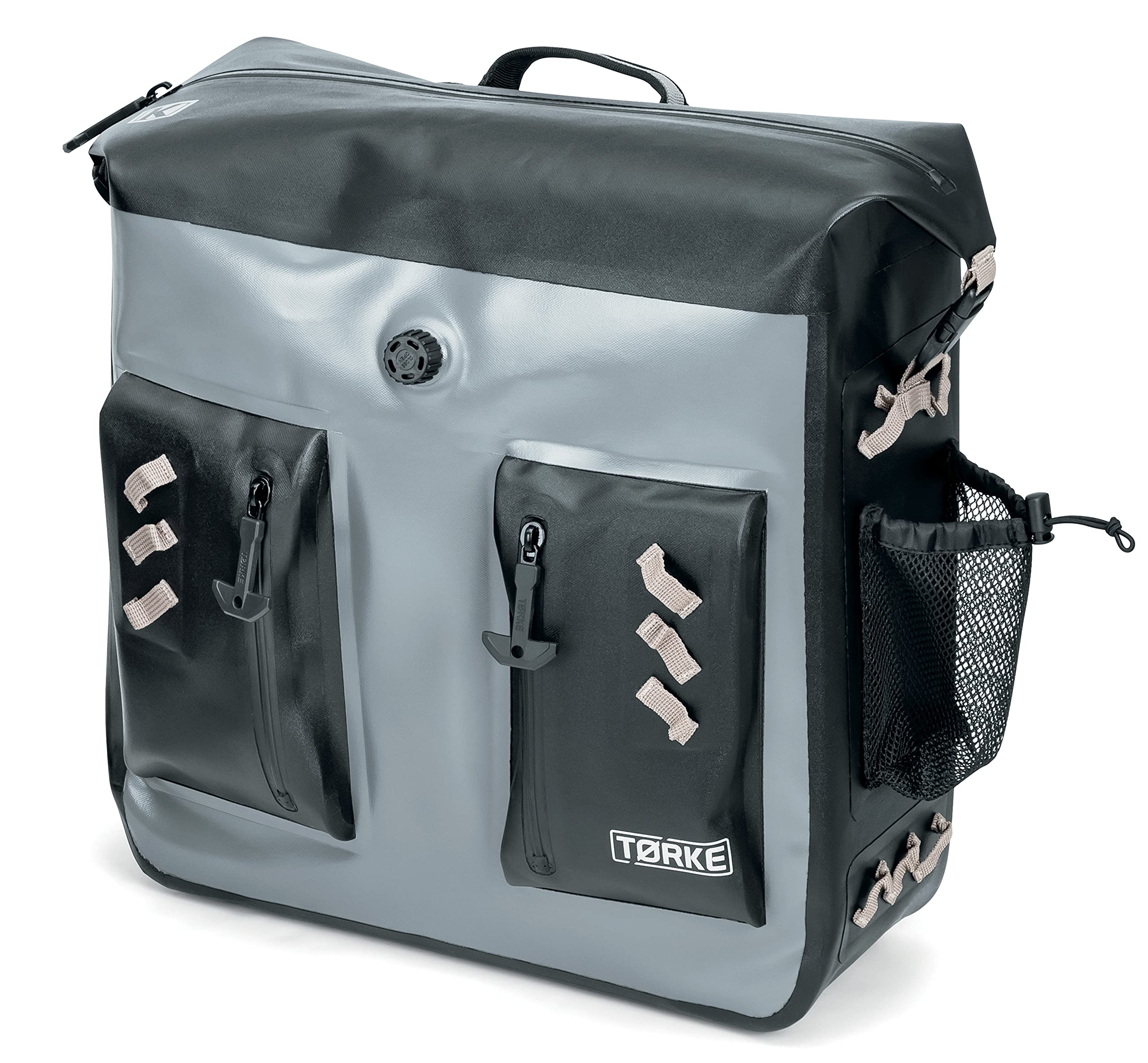 Kuryakyn 5078 Tørke 24L Solo Dry Pannier Motorcycle Saddlebag - Universal Fit for Over/Under Passenger Seat, Waterproof Gray & Black - Perfect for Touring, Commuting & Adventure Riding