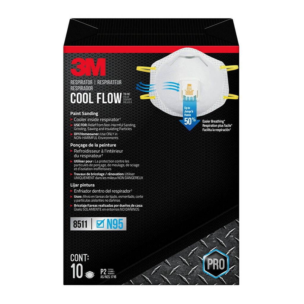 3M Pro Series Sanding & Fibreglass Respirator 8511H10 DC PS - 10 Pack | Dust Mask for Woodworking, Construction & DIY Projects | Comfortable & Durable Safety Mask for Sanding, Painting & Fiberglass Work