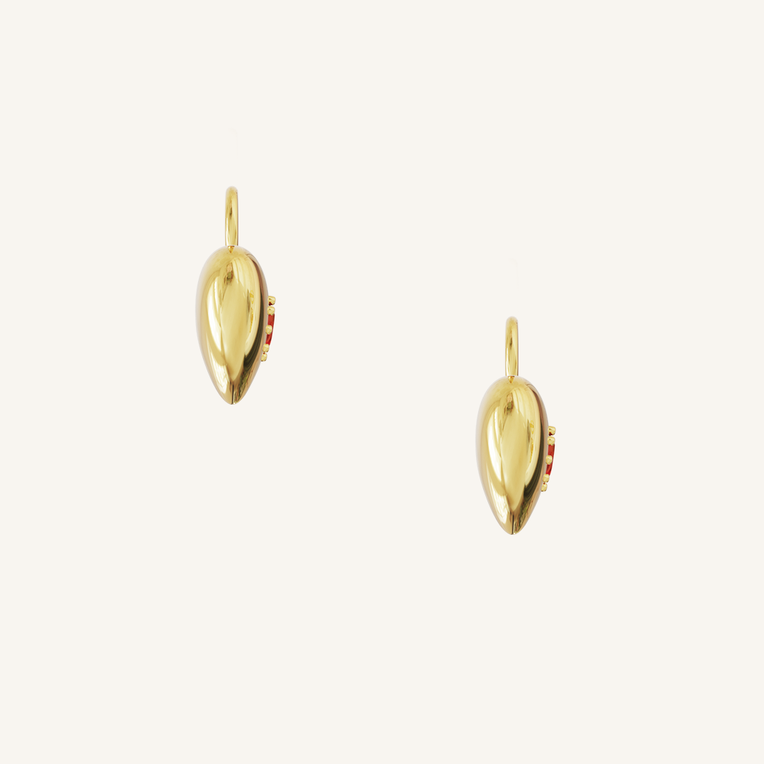 Rouge Heart Hoop Charm Earrings (Set of 2) - Romantic Valentine's Day Gift for Her, Dainty Gold Plated Jewelry for Date Night & Special Occasions