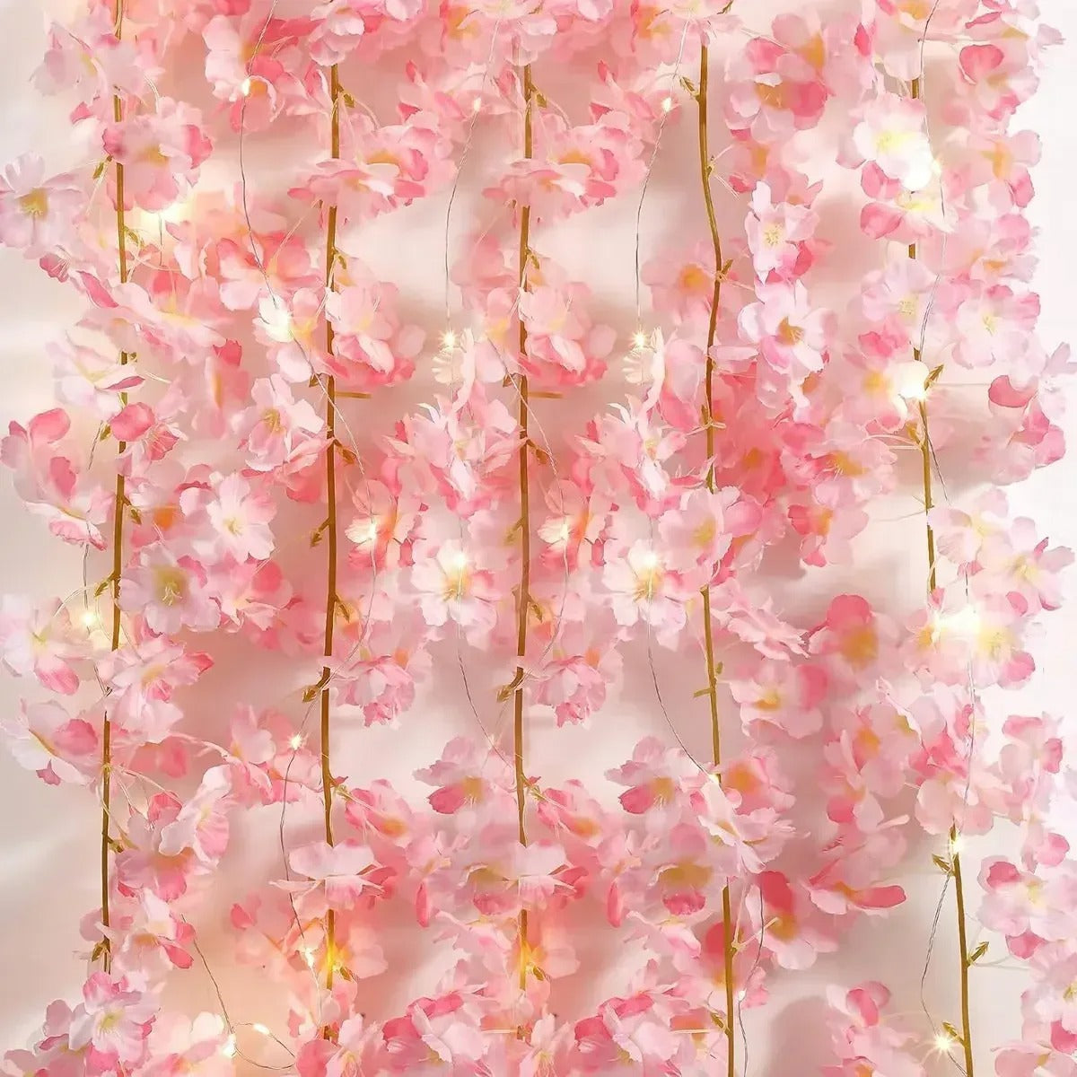 Cherry Blossom Flower Garland String Lights - 10ft Pink Floral Fairy Lights for Bedroom, Wedding, Party Decor - Romantic Ambiance Lighting for Indoor & Outdoor Use