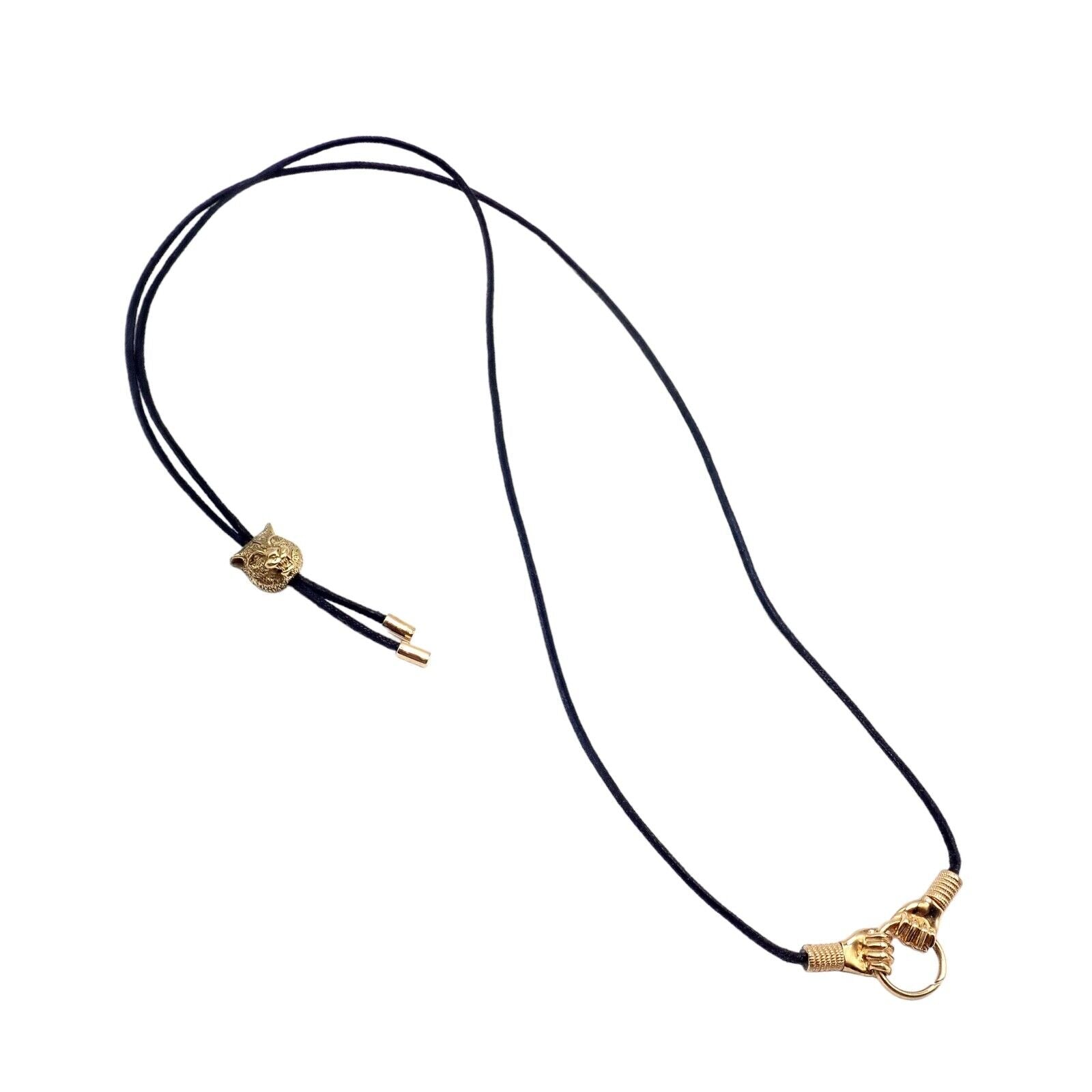 Gucci 18k Yellow Gold Le Marche des Merveilles Tiger Bolo Tie Necklace for Men - Luxury Statement Jewelry for Formal Events & Special Occasions