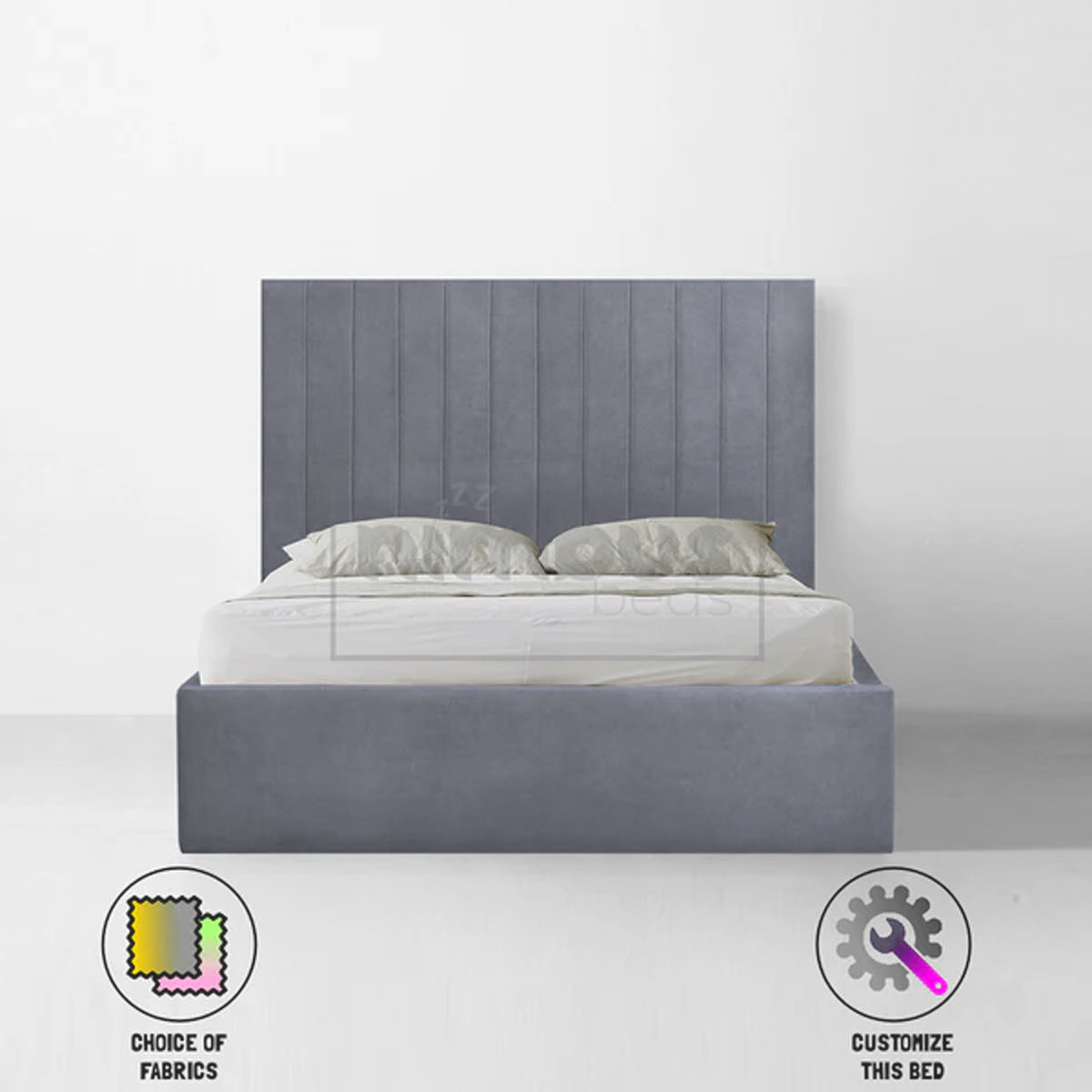 Sturdy Metal Vertical Bed Frame with Headboard - Queen Size Platform Bed for Small Spaces, Modern Bedroom Furniture - Perfect for Apartments, Dorms & Guest Rooms