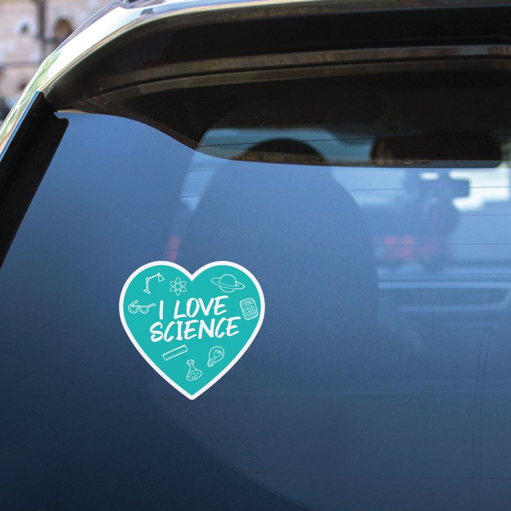 I Love Science Sticker Decal - Waterproof Vinyl Decals for Laptops, Notebooks & Science Gifts - Perfect for Students, Teachers & Science Enthusiasts