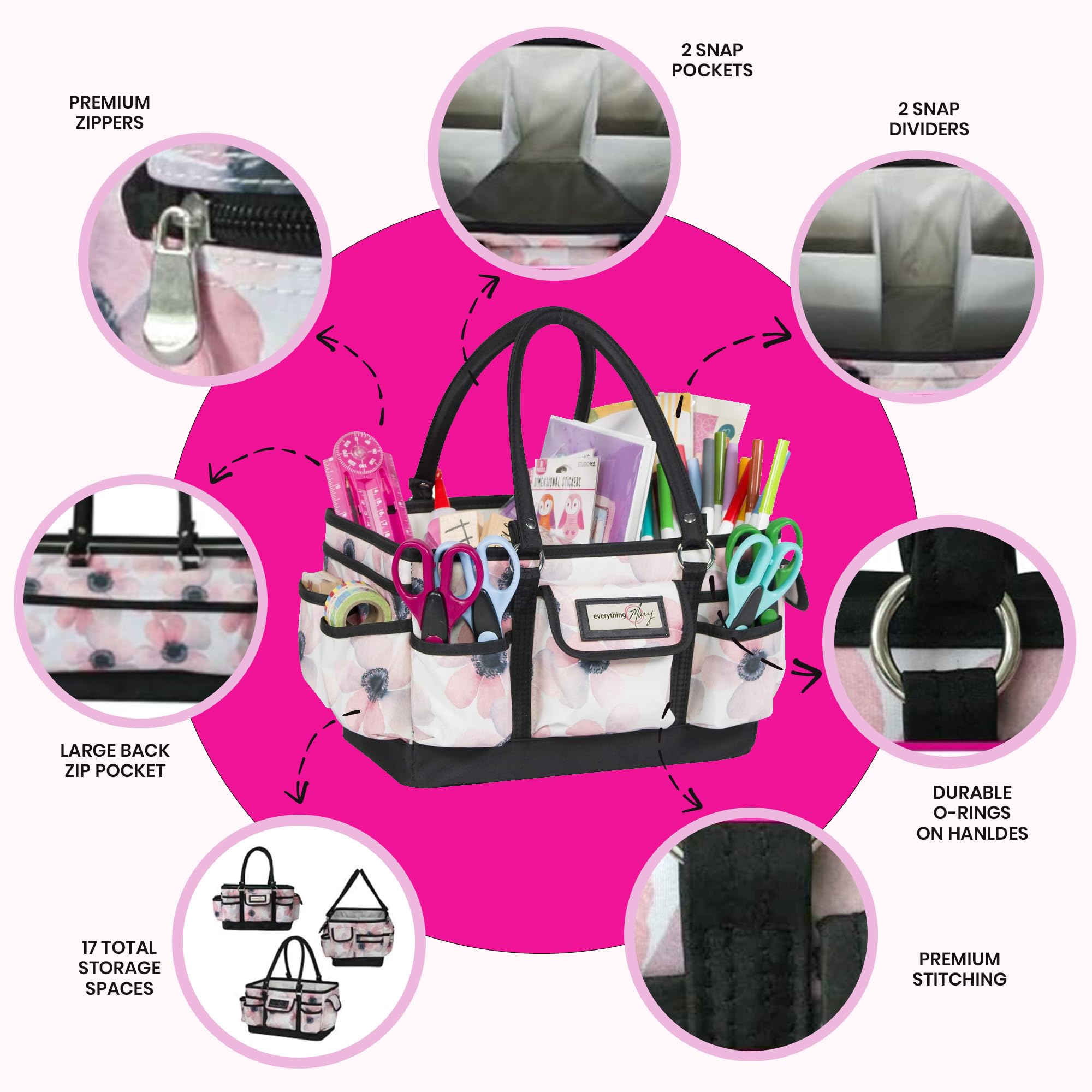 Everything Mary Deluxe Collapsible Storage Organizer with Handles - Multi-Purpose Foldable Tote for Diapers, Toys, Office Supplies & Home Organization | Perfect for Nursery, Travel, Craft Room & Daily Essentials
