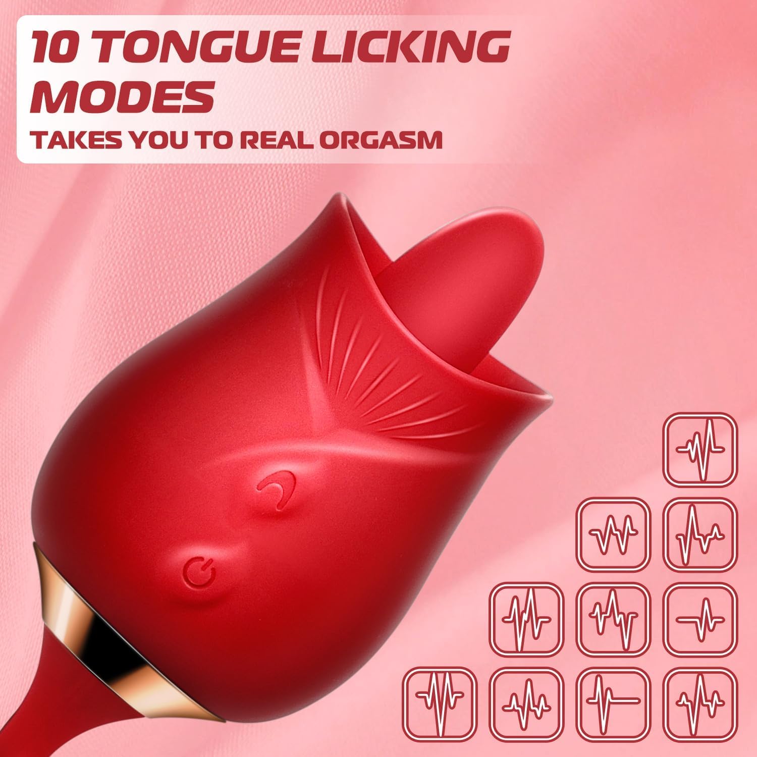 10-Speed Waterproof Electric Rose Sucking Toy for Women - Automatic Tongue Stimulator, Quiet & Discreet Adult Toy for Valentine's Party, Couples Play & Solo Pleasure (Model BZ1865)
