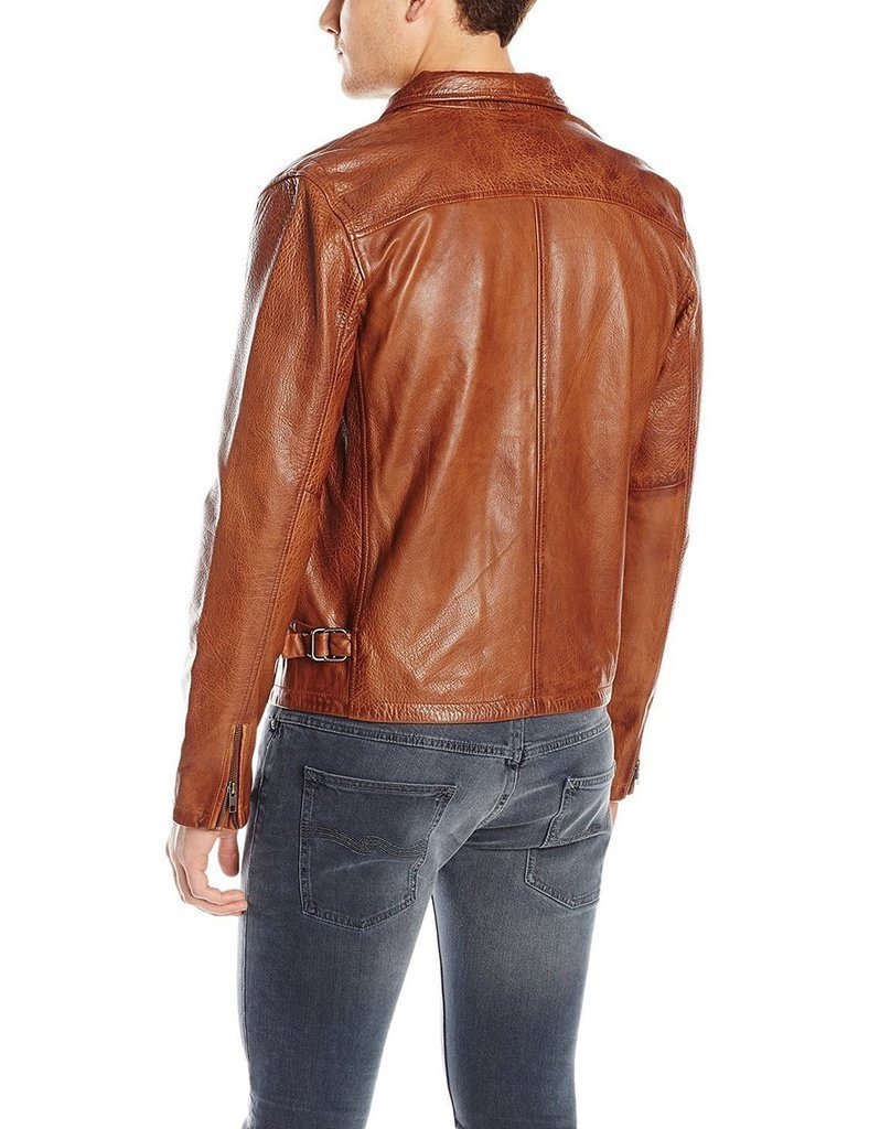 Premium Men's Tan Biker Leather Jacket - Genuine Leather Motorcycle Jacket for Men - Stylish & Durable Riding Jacket for Bikers, Outdoor Adventures & Casual Wear