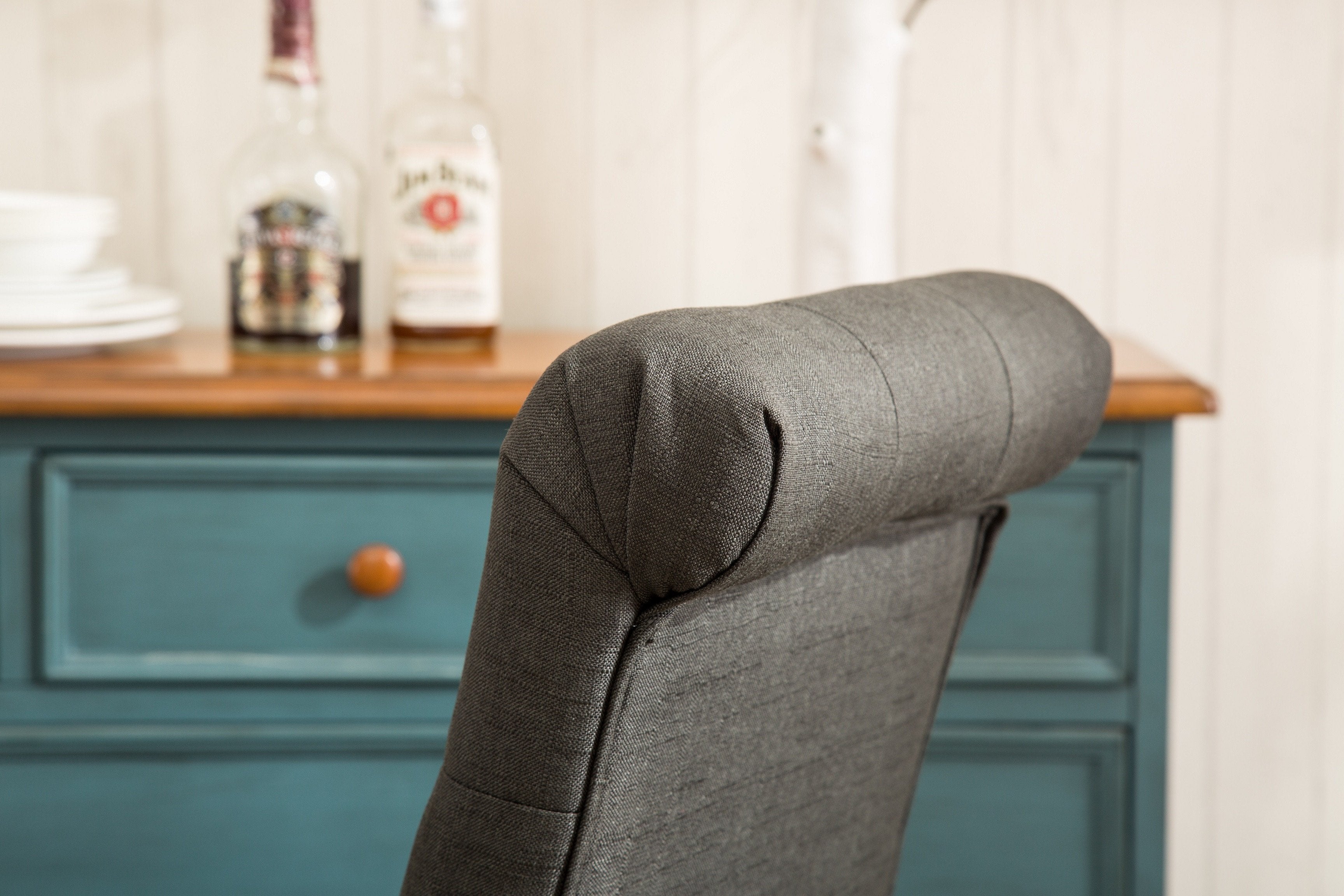 Roundhill Furniture Solid Wood Tufted Parsons Dining Chairs - Set of 2, Charcoal Gray - Elegant Modern Dining Room Seating for Home & Restaurant Use