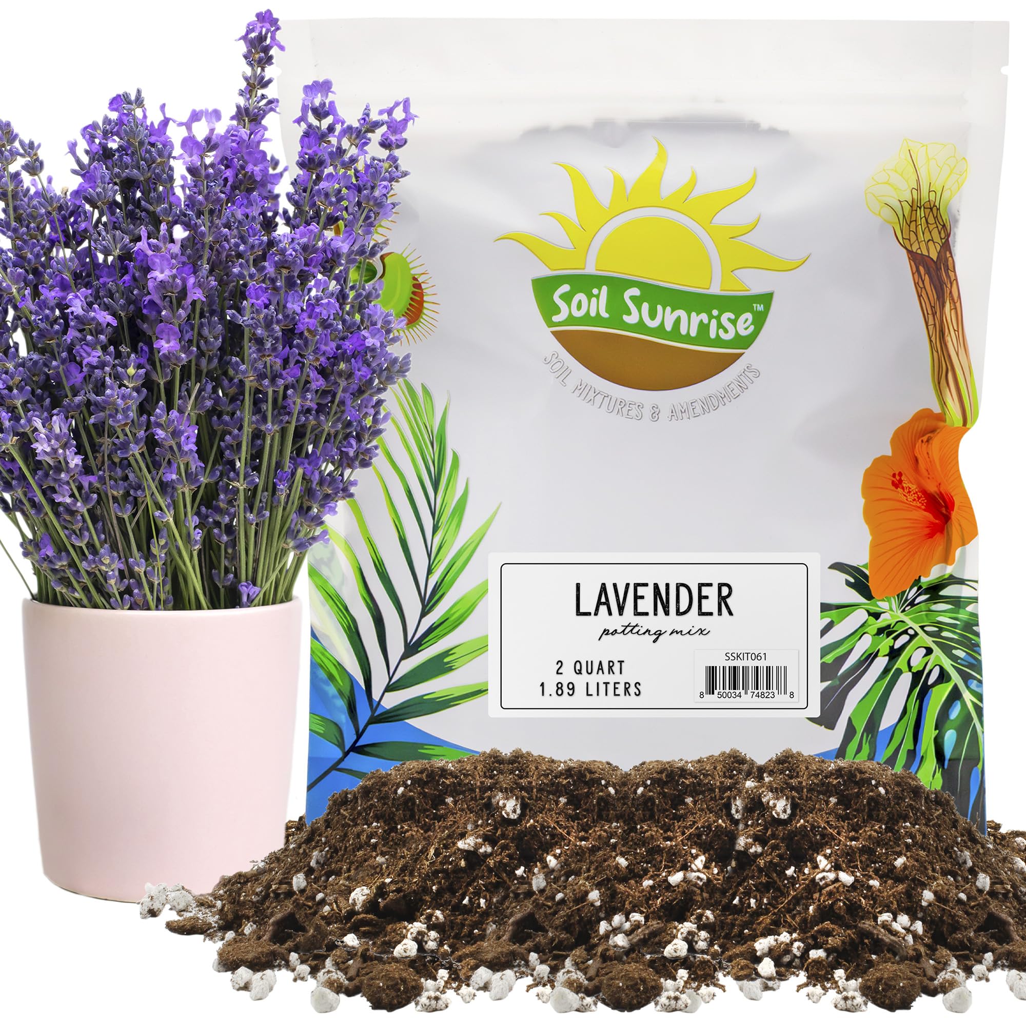 Premium Lavender Potting Soil Mix - 2 Quarts Organic Potting Soil for Lavender Plants, Indoor & Outdoor Container Gardening - Perfect for Herb Gardens, Window Boxes, and Balcony Planters