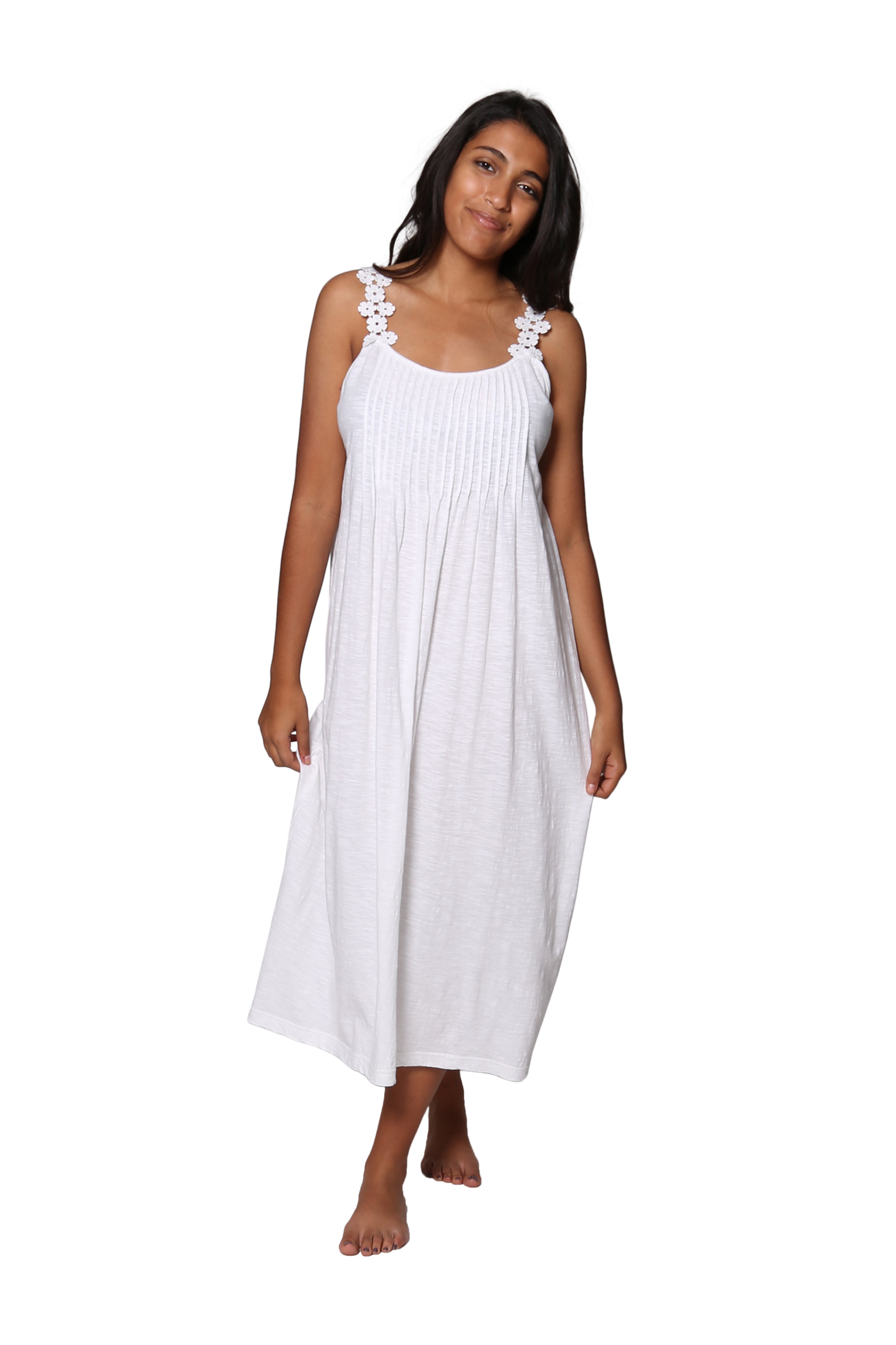 100% Cotton Knit Gown for Women - Soft & Comfortable Daisy Chain Print Nightgown - Perfect for Sleepwear, Loungewear and Relaxing at Home