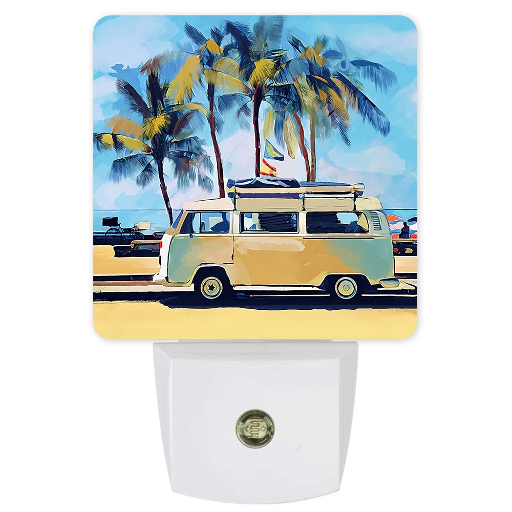 Dimmable LED Night Light with Auto Sensor - Plug in Wall Lamp for Bedroom, Bathroom, Nursery, Hallway & Stairs | Energy Efficient Dusk to Dawn Lighting for Home Decor, Travel & Summer Vibes (Coconut Tree Design)
