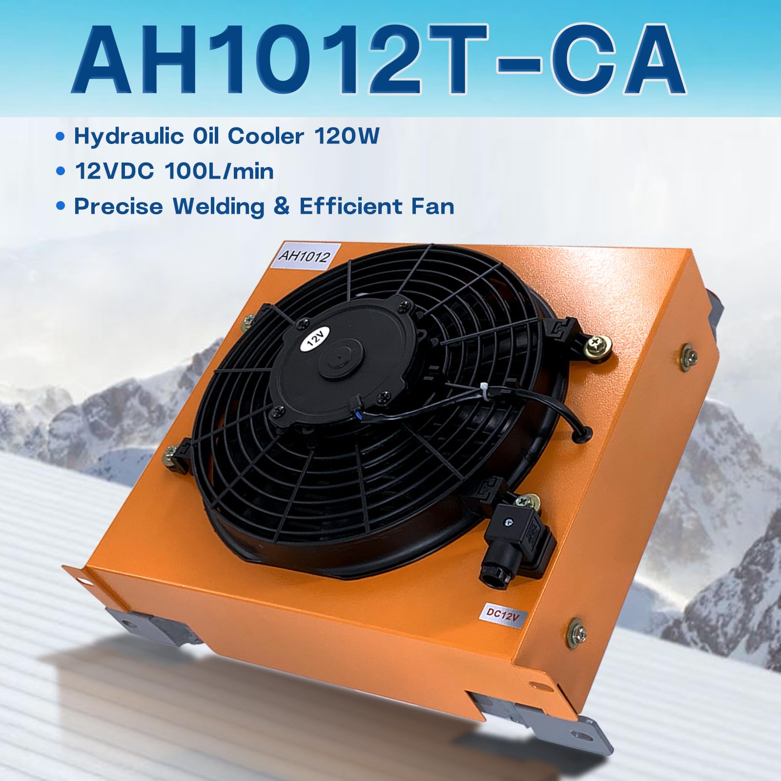 AH1012T-CA Hydraulic Oil Cooler - 120W Air Cooled Radiator, 12VDC, 100L/min Flow Rate with Precision Welding & High-Efficiency Fan - Ideal for Industrial Machinery, Construction Equipment & Automotive Cooling Systems